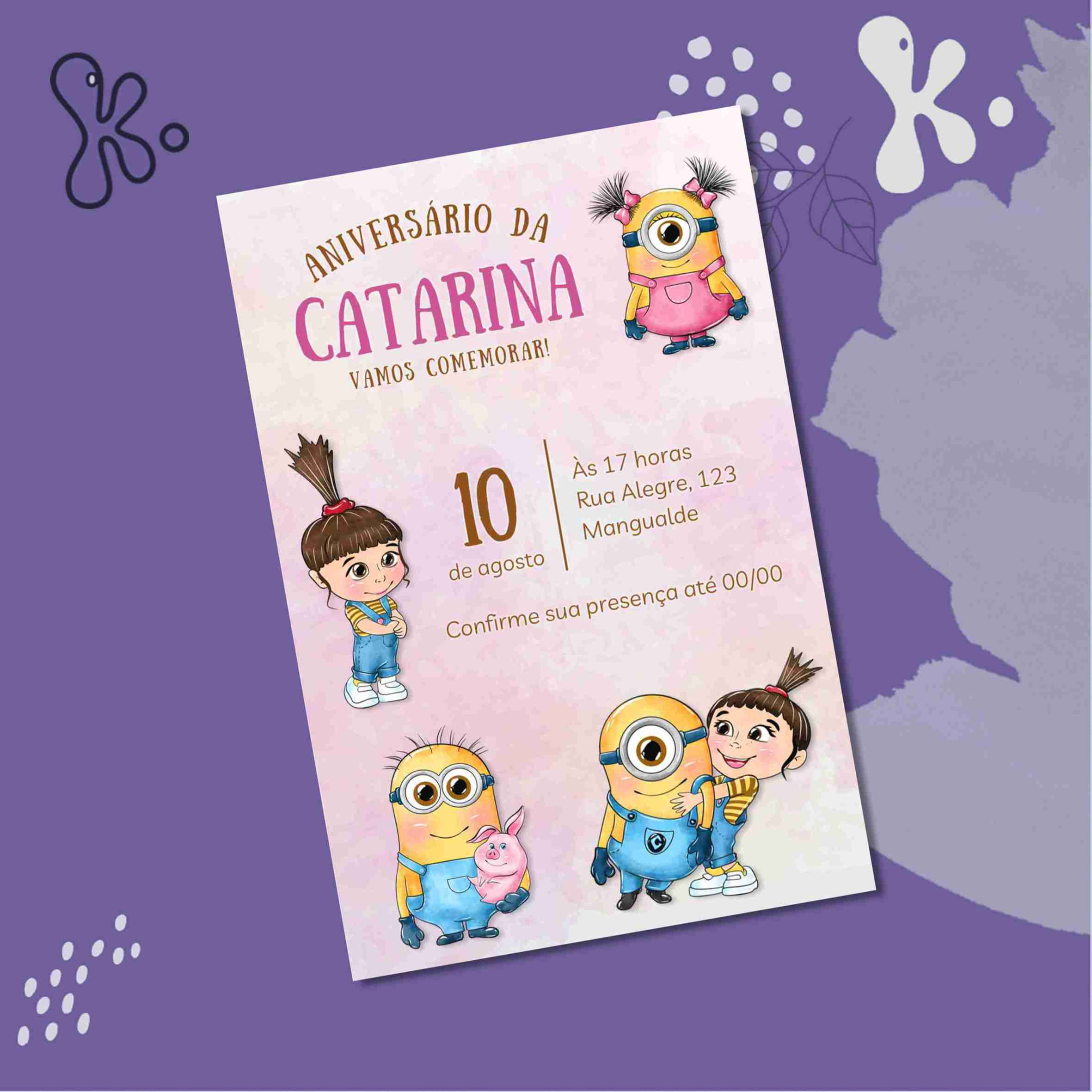 Convite Digital Minions Personalizado para Aniversário