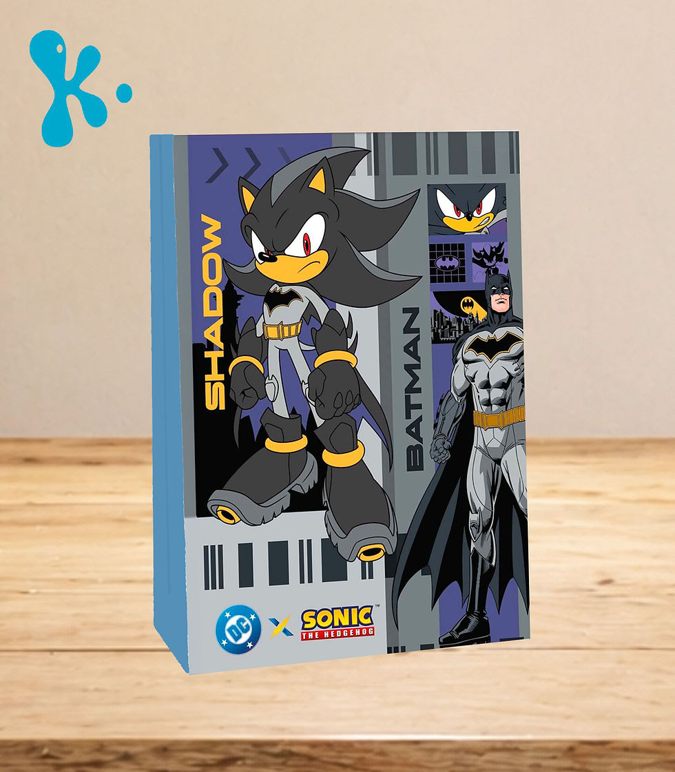 Saco lembrança personalizado Sonic DC Batman com Shadow vestido de Batman e o herói Batman.