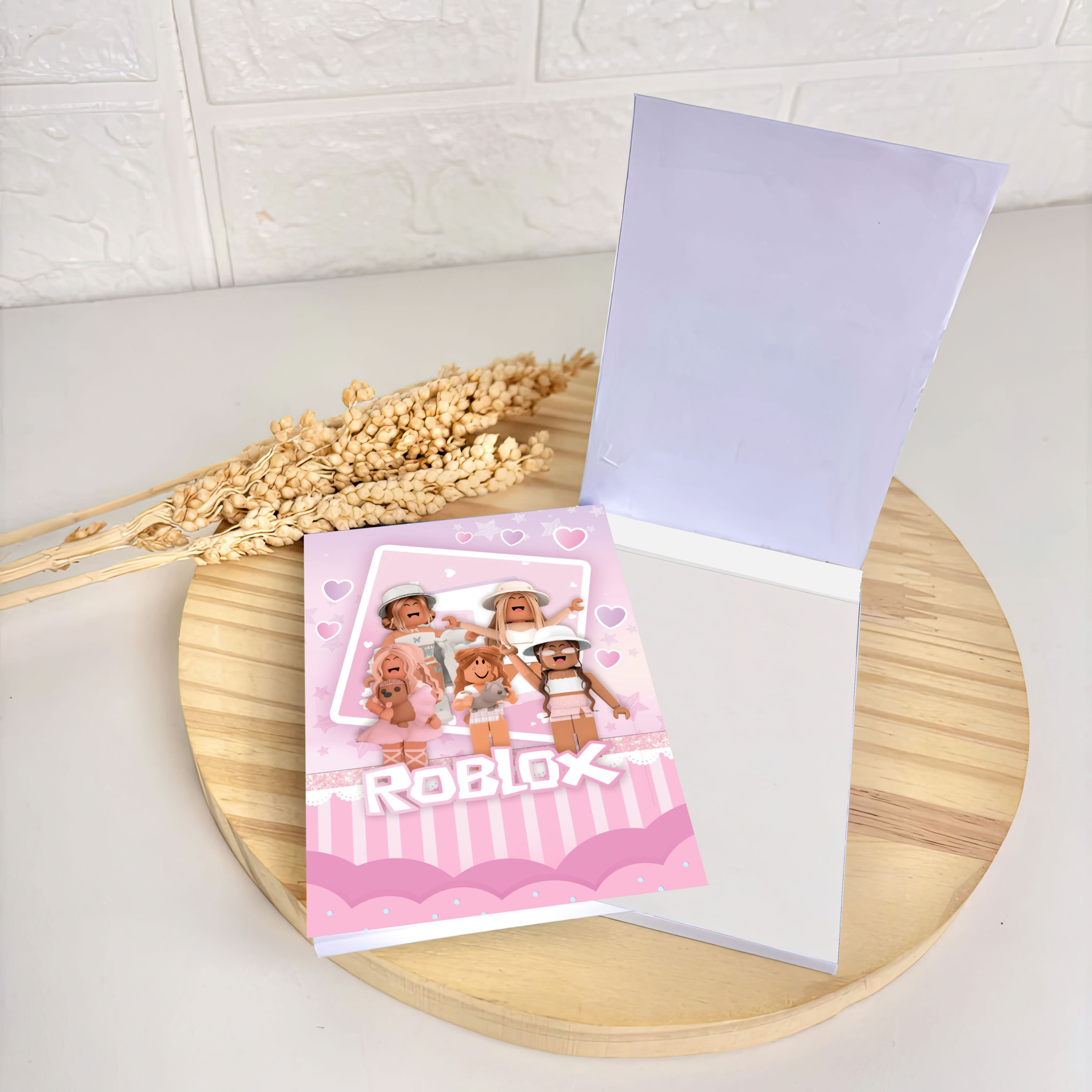 Bloquinho Roblox Menina personalizado, ideal para lembrança de aniversário infantil delicada e original.