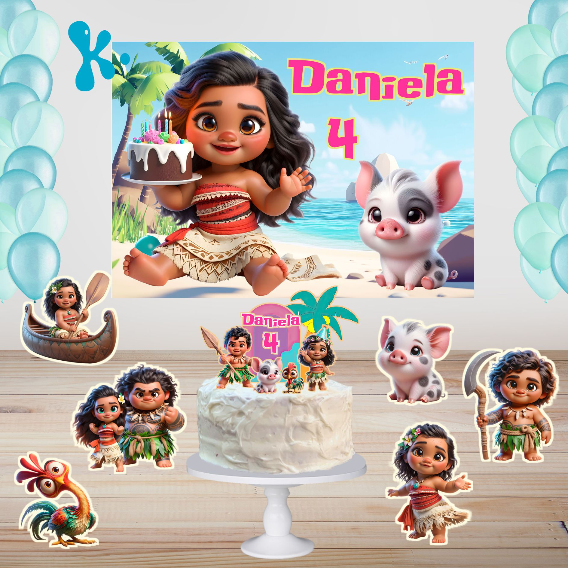 Kit de Festa Basico 1 Vaiana Baby 2-1