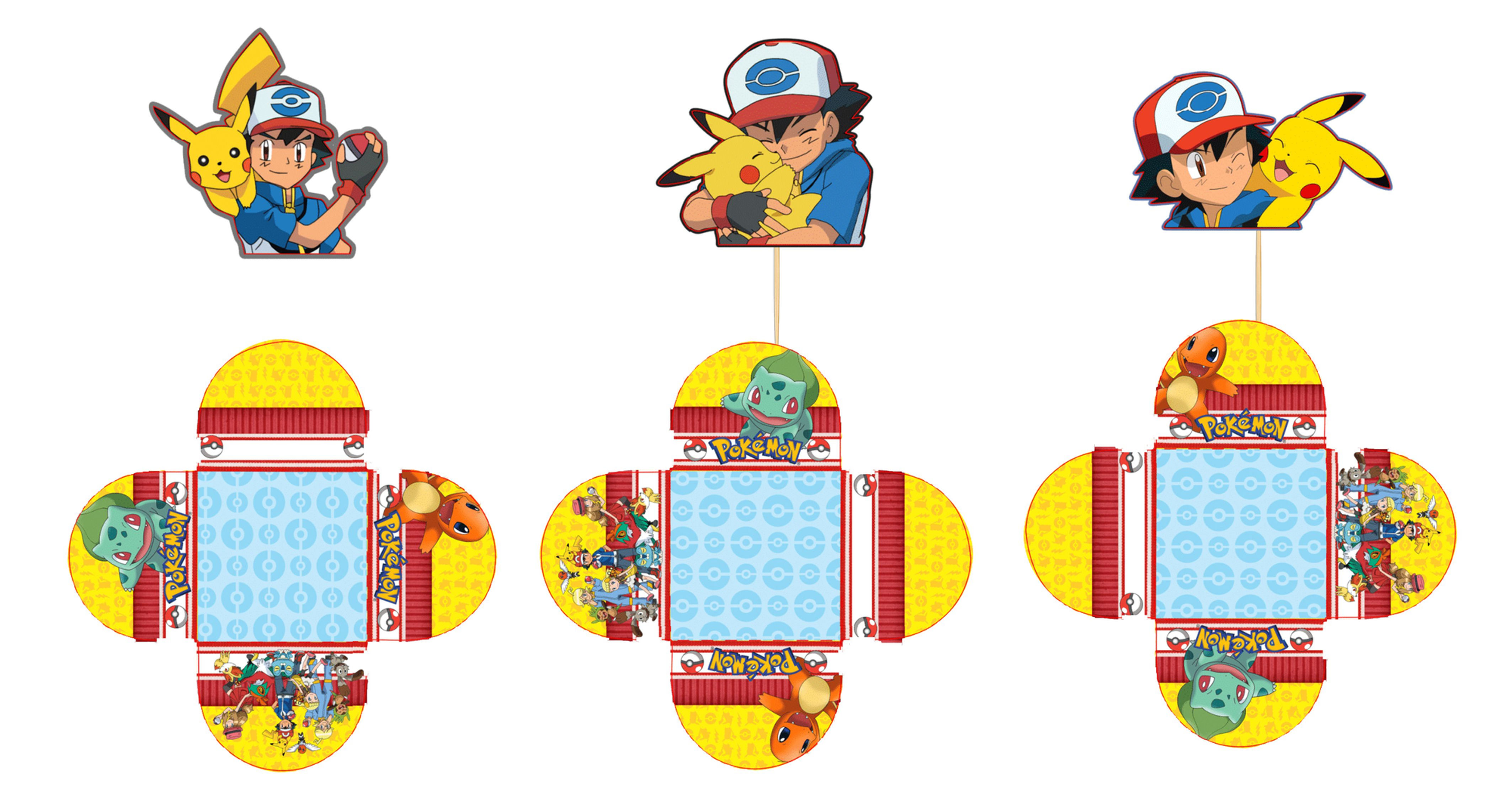 Conjunto de topper e caixeta Pokémon