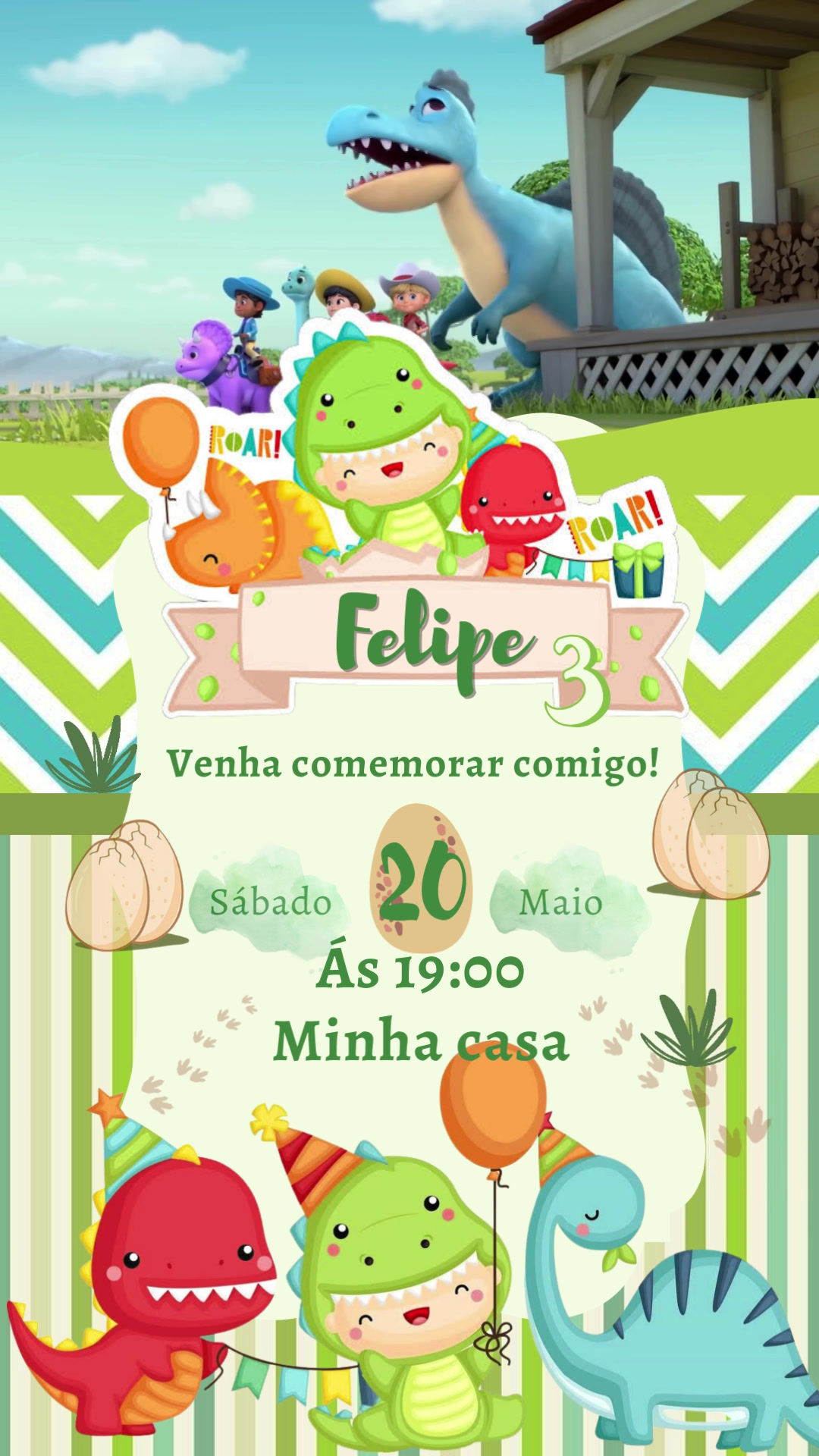 Convite Animado Dinossauro