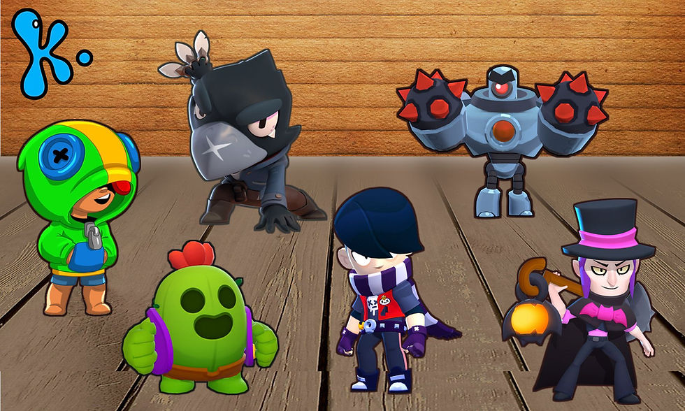 figuras de mesa Brawl Stars personagens decoração festa infantil temática Brawl Stars