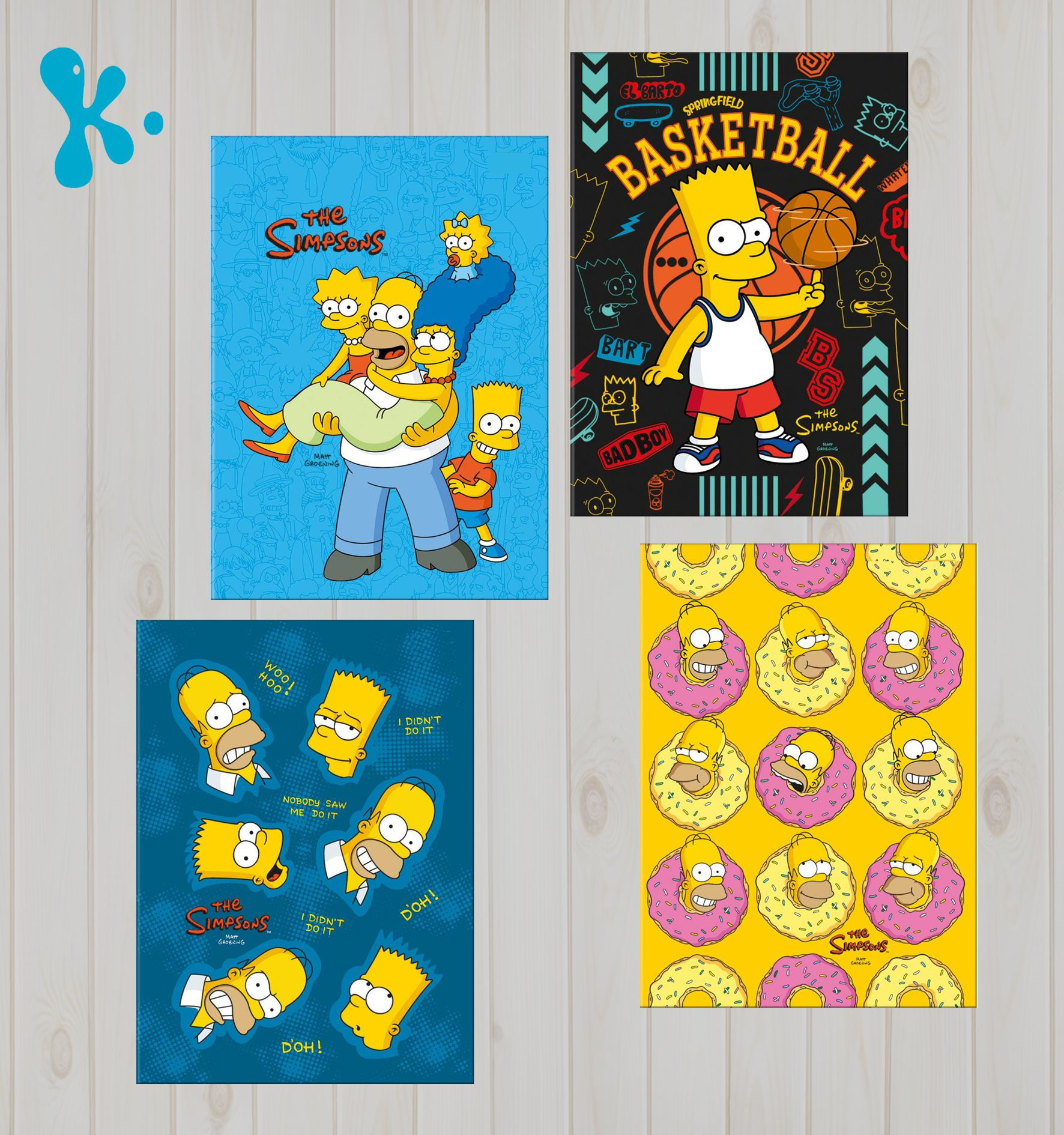 Conjunto 4 Cartazes A4 Simpsons