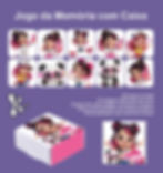 Jogo da memória com caixa Luluca personalizado com 20 peças, tema rosa e panda.