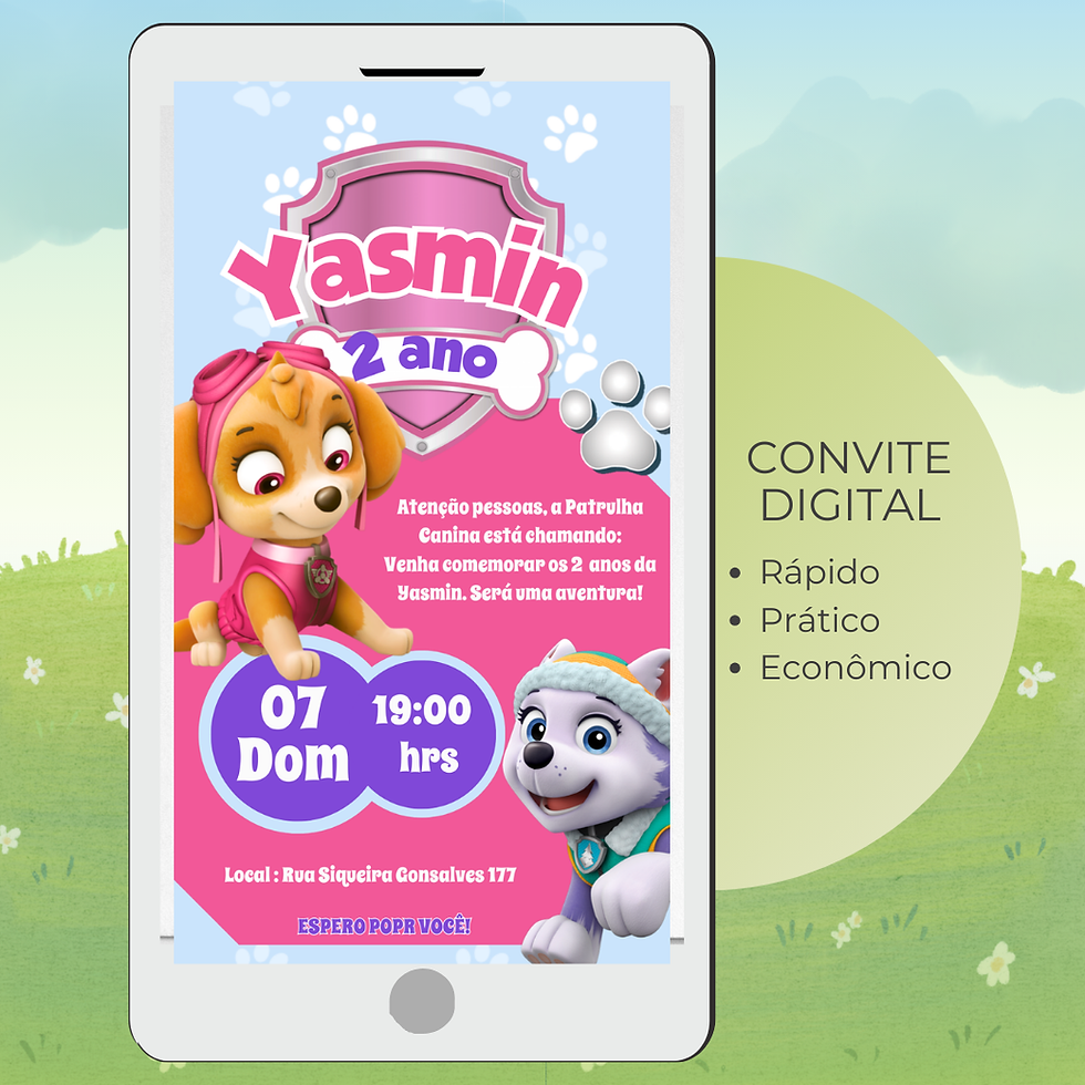 Convite Digital Patrulha Pata Menina 15