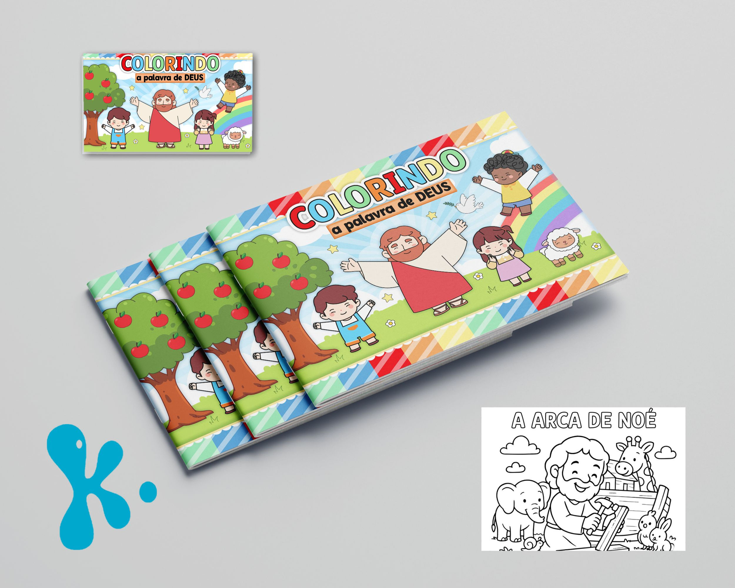 Livrinho de colorir bíblico infantil Colorindo a Palavra de Deus com ilustração de Jesus e crianças para atividades religiosa