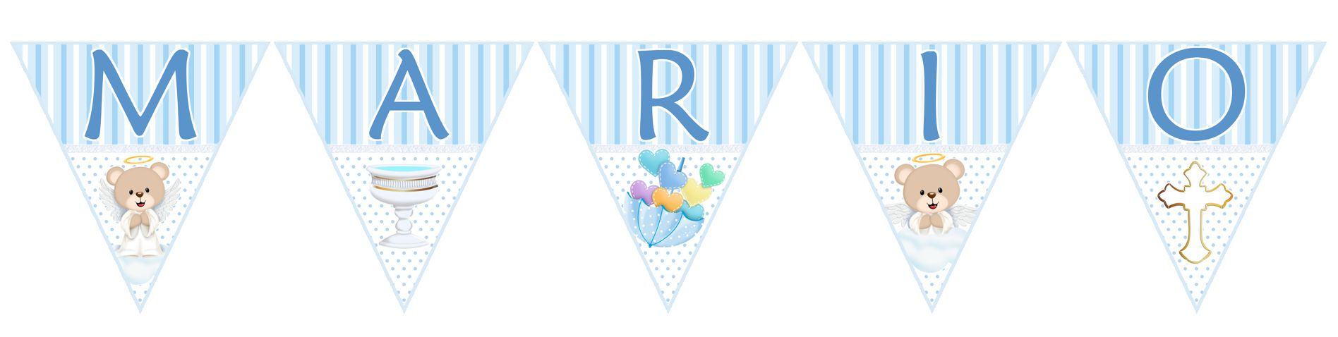 Bandeirolas com Nome Ursinho Chuva de Bençãos