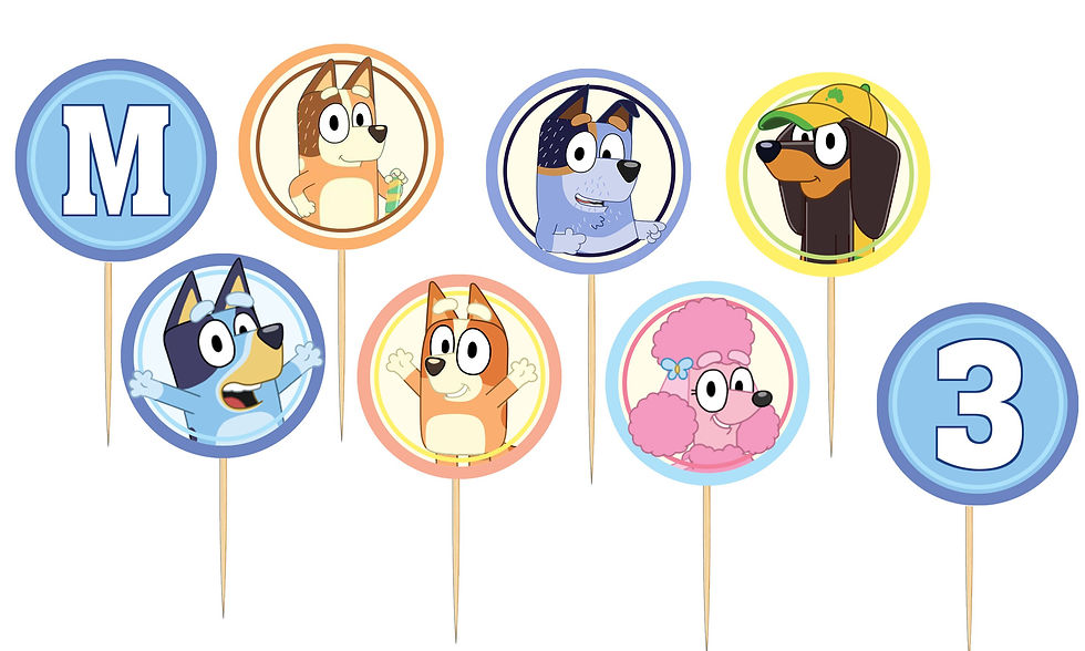 Toppers doces salgados Bluey