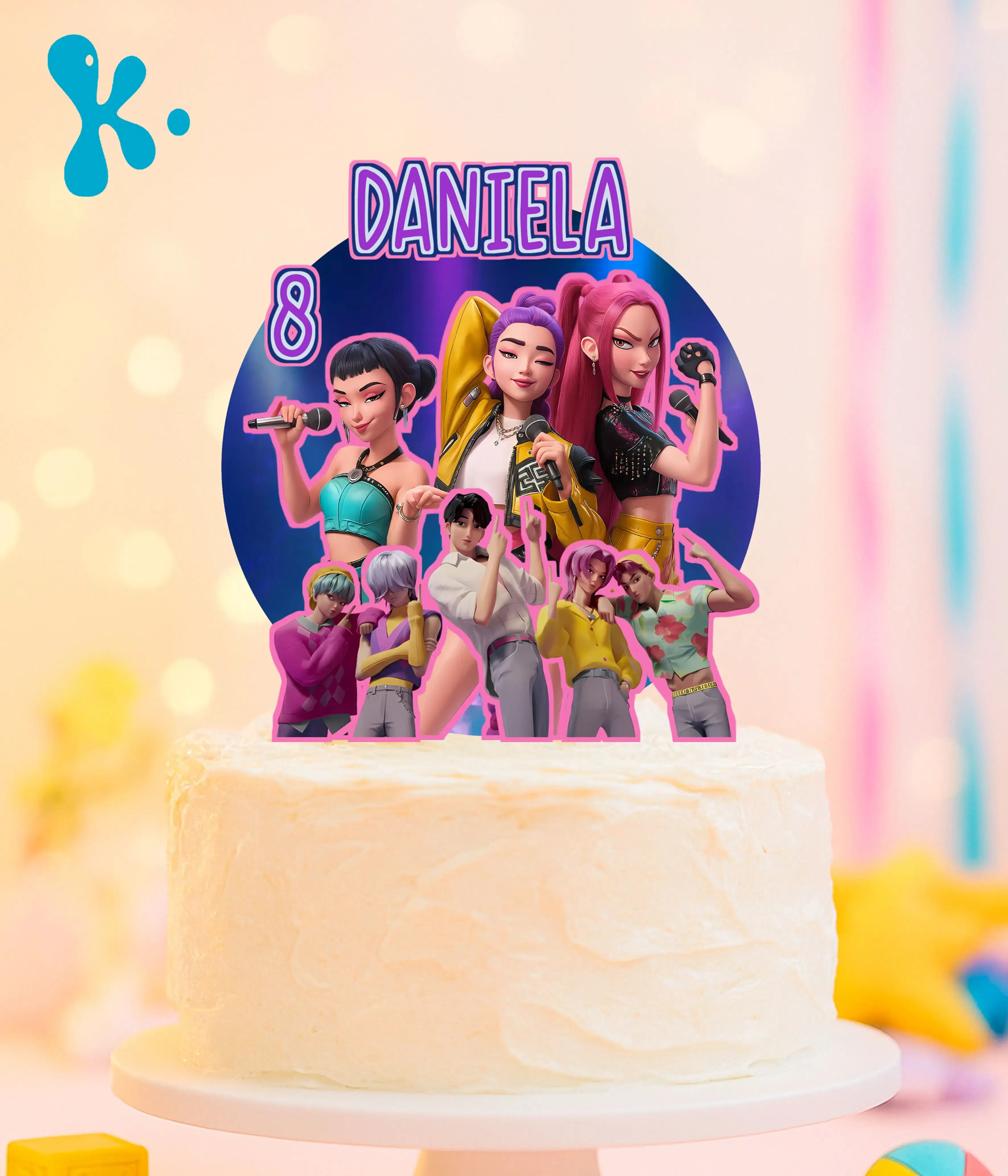 Topo de Bolo KPop Demon Hunters Personalizado