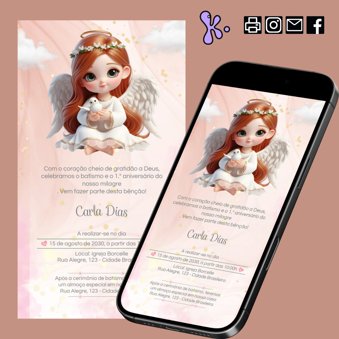 Convite Digital Batizado e 1.º Aniversário 9