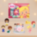 Kit de festa O Armário da Clara com cartaz, topo de bolo e personagens fofos