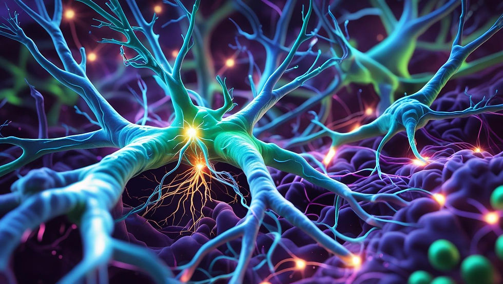 visualização mostrando a neurogênese em ação - novos neurônios nascendo e formando conexões
