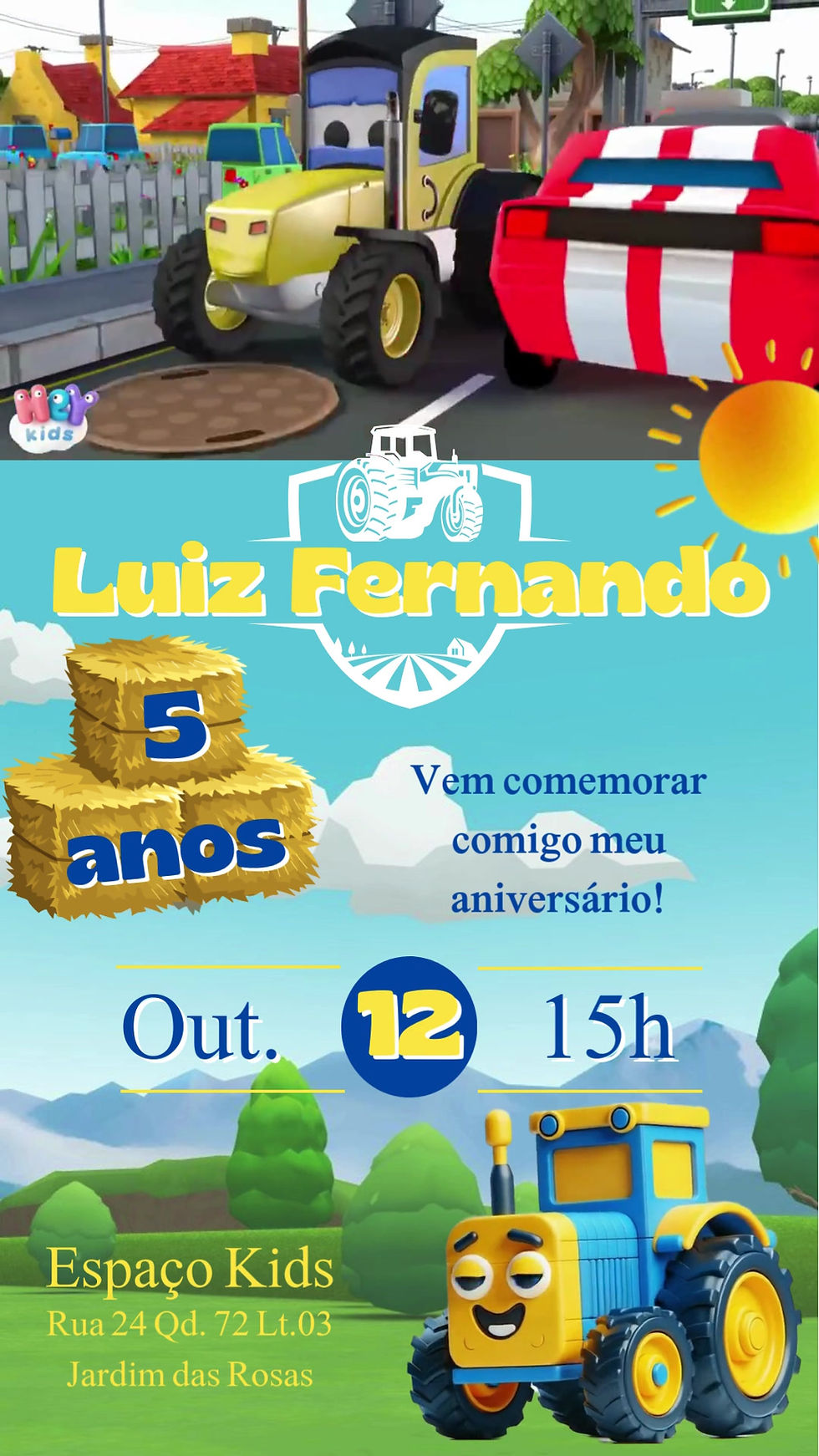 Convite Digital Infantil com Vídeo – ShowMix Trator