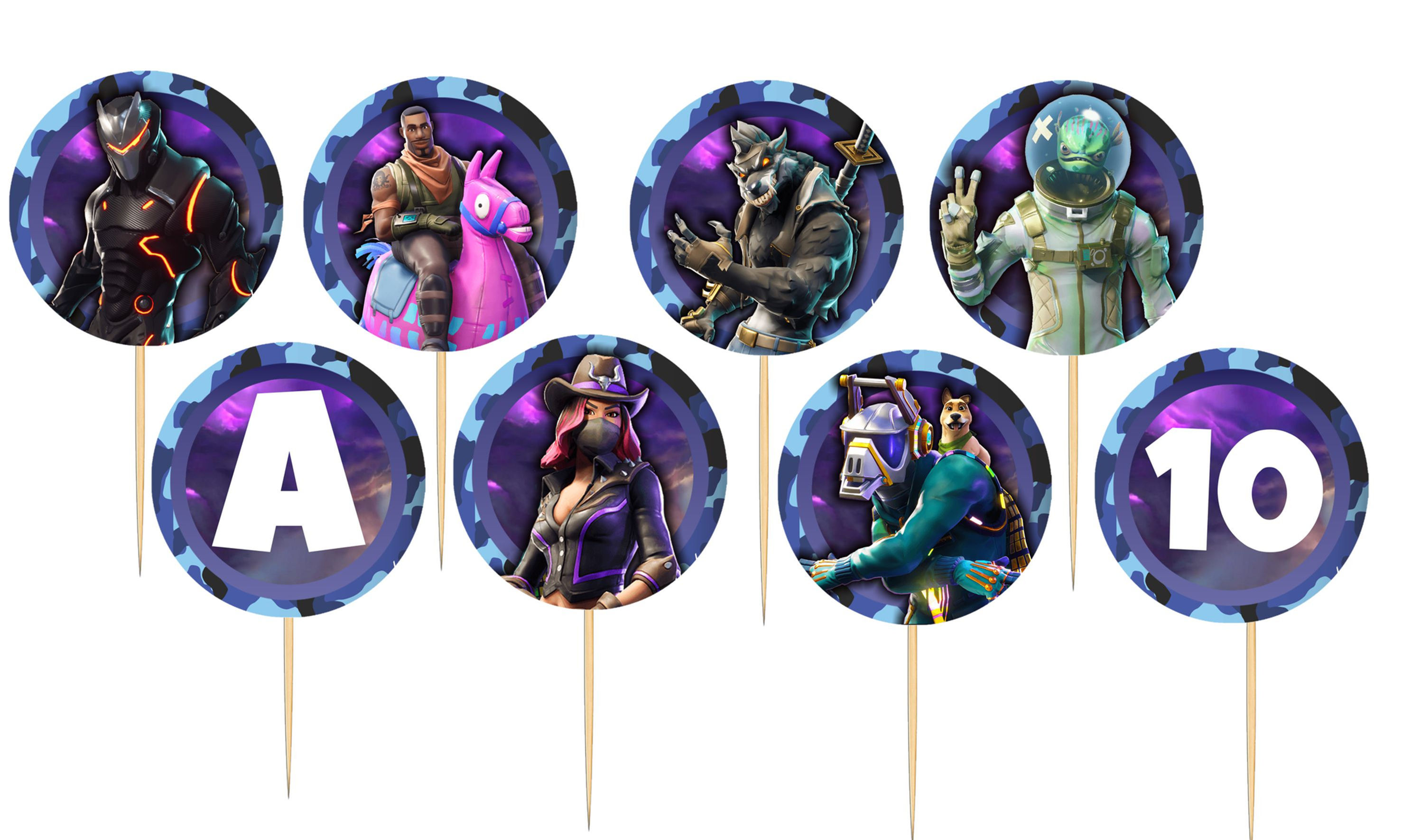 Toppers doces salgados Fortnite