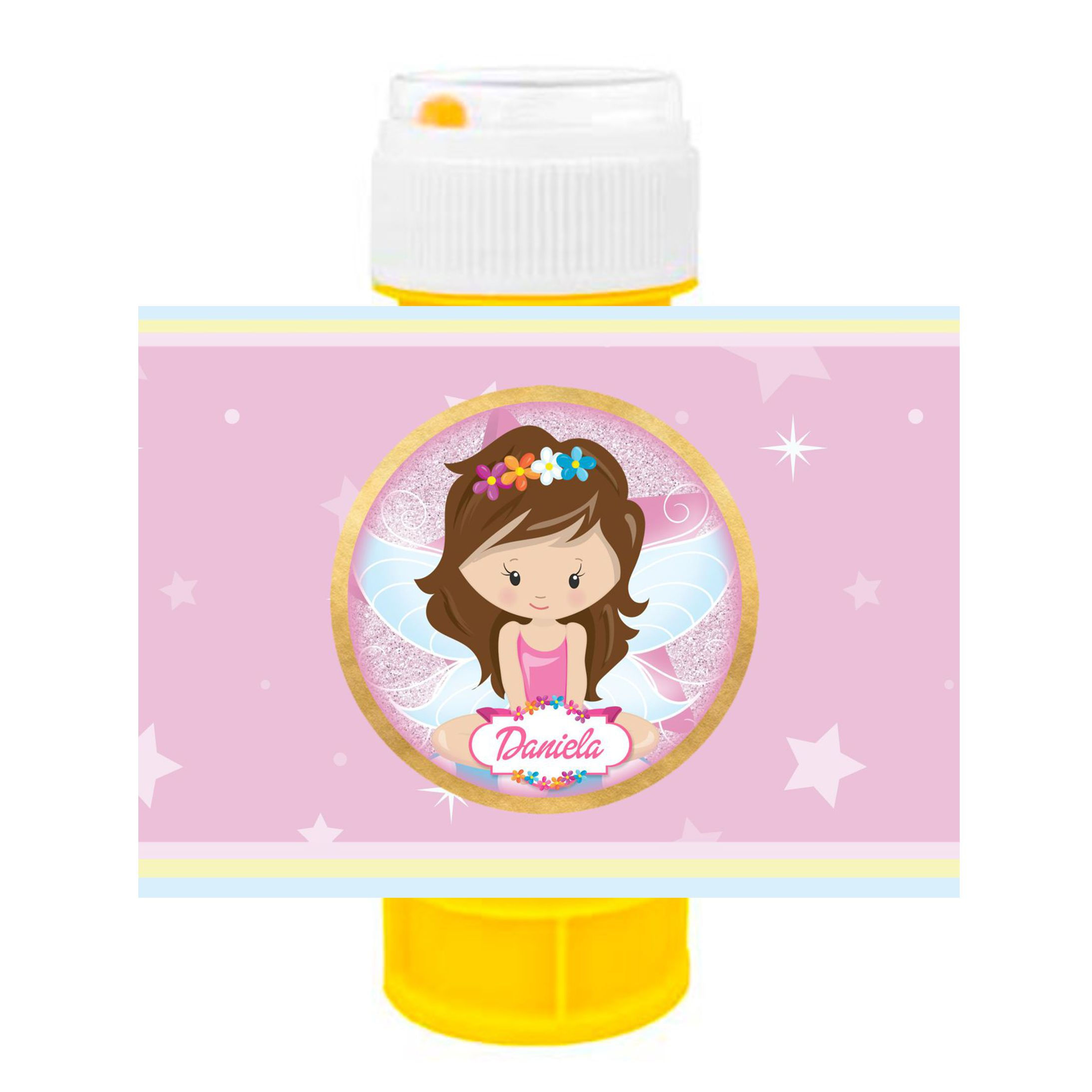 Autocolante para Bolinha de Sabão Fadas cabelo castanho