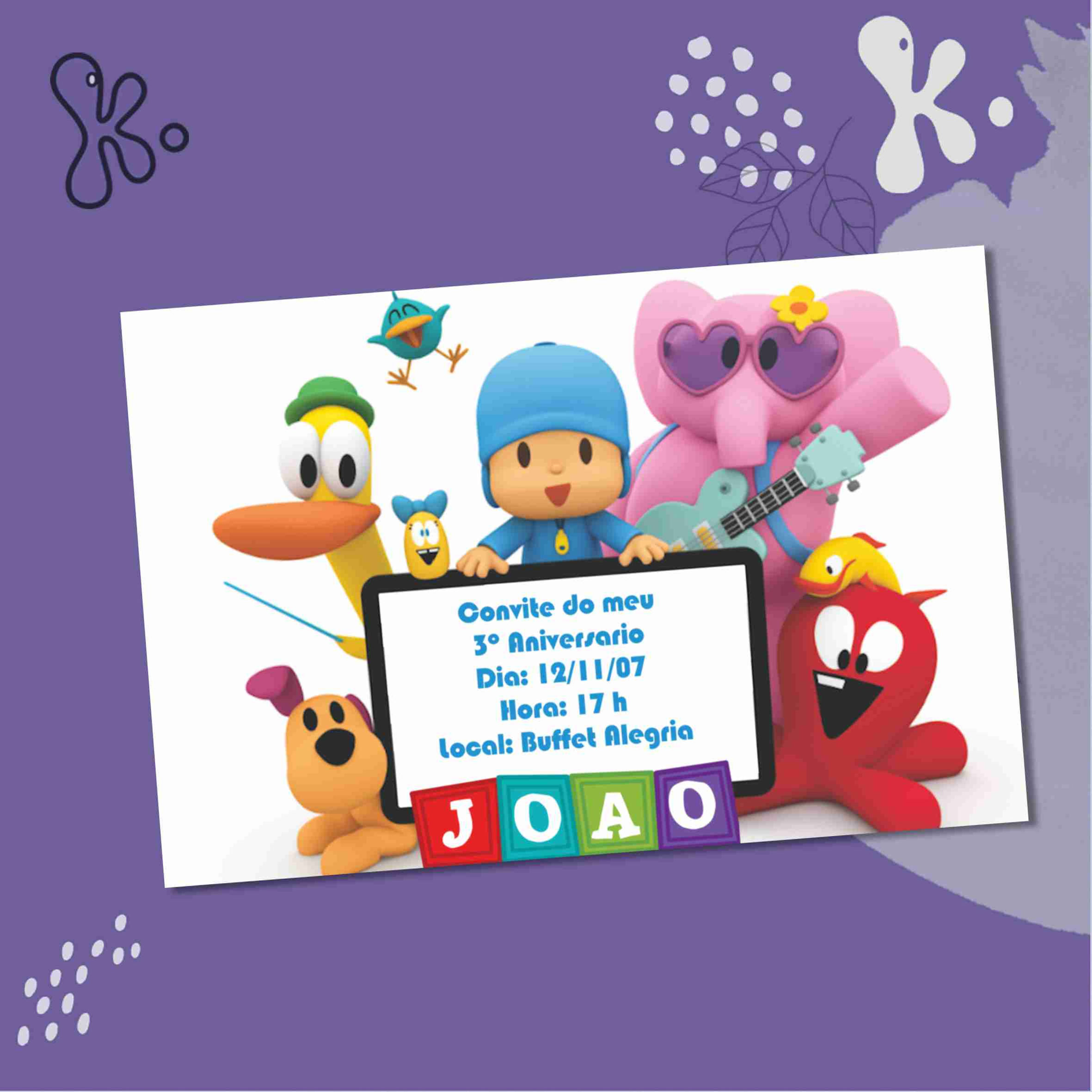 Convite Digital Pocoyo Personalizado – Ideal para Aniversários Divertidos