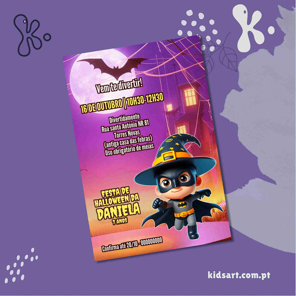 Convite Digital Halloween do Batman – Personalizado para Festa Infantil Temática