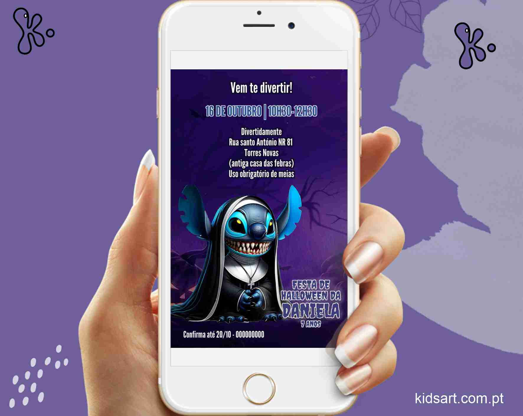 Convite Digital Halloween do Stitch 45