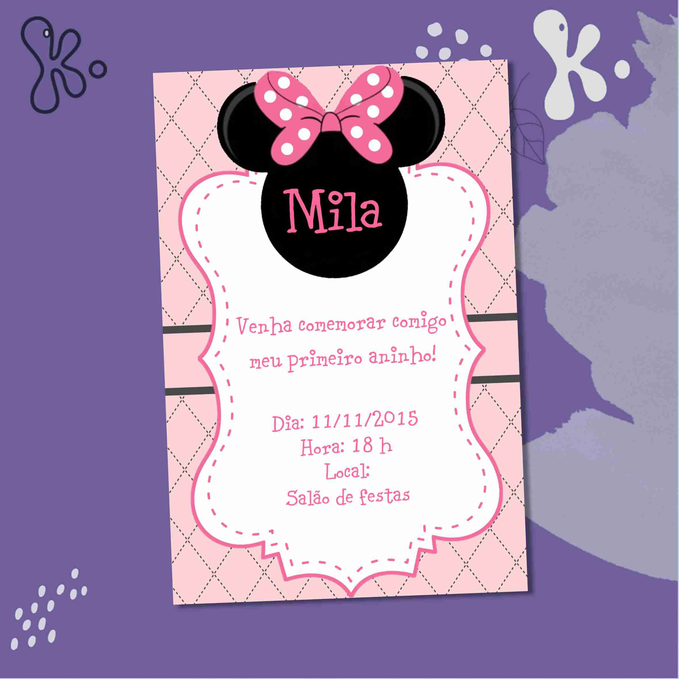Convite Digital Minnie Rosa 5