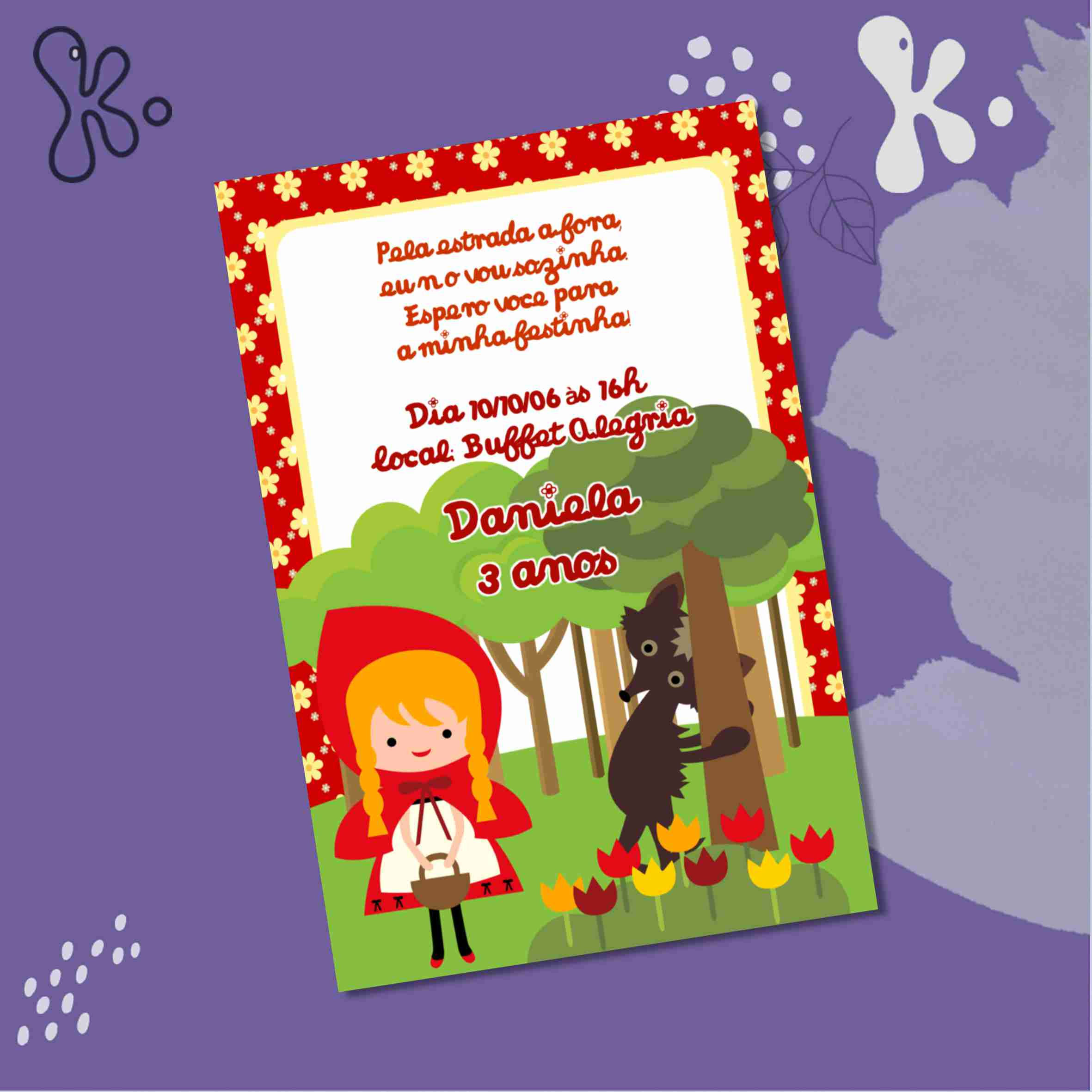 Convite Digital Capuchinho Vermelho Personalizado – Aniversário Infantil