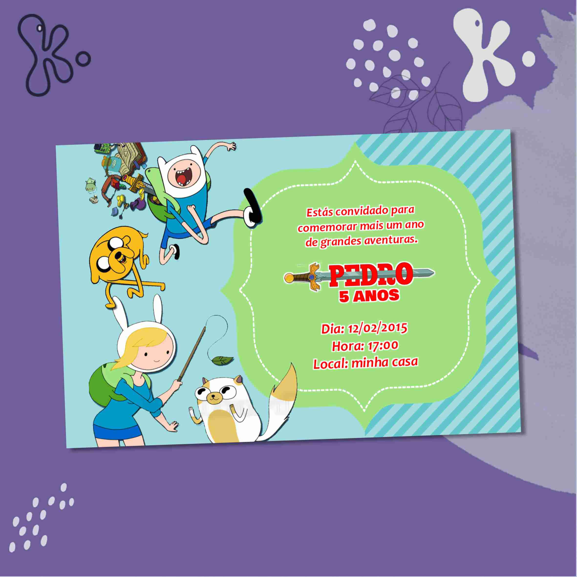 Convite Digital Hora de Aventuras Personalizado – Envia por WhatsApp ou Imprime