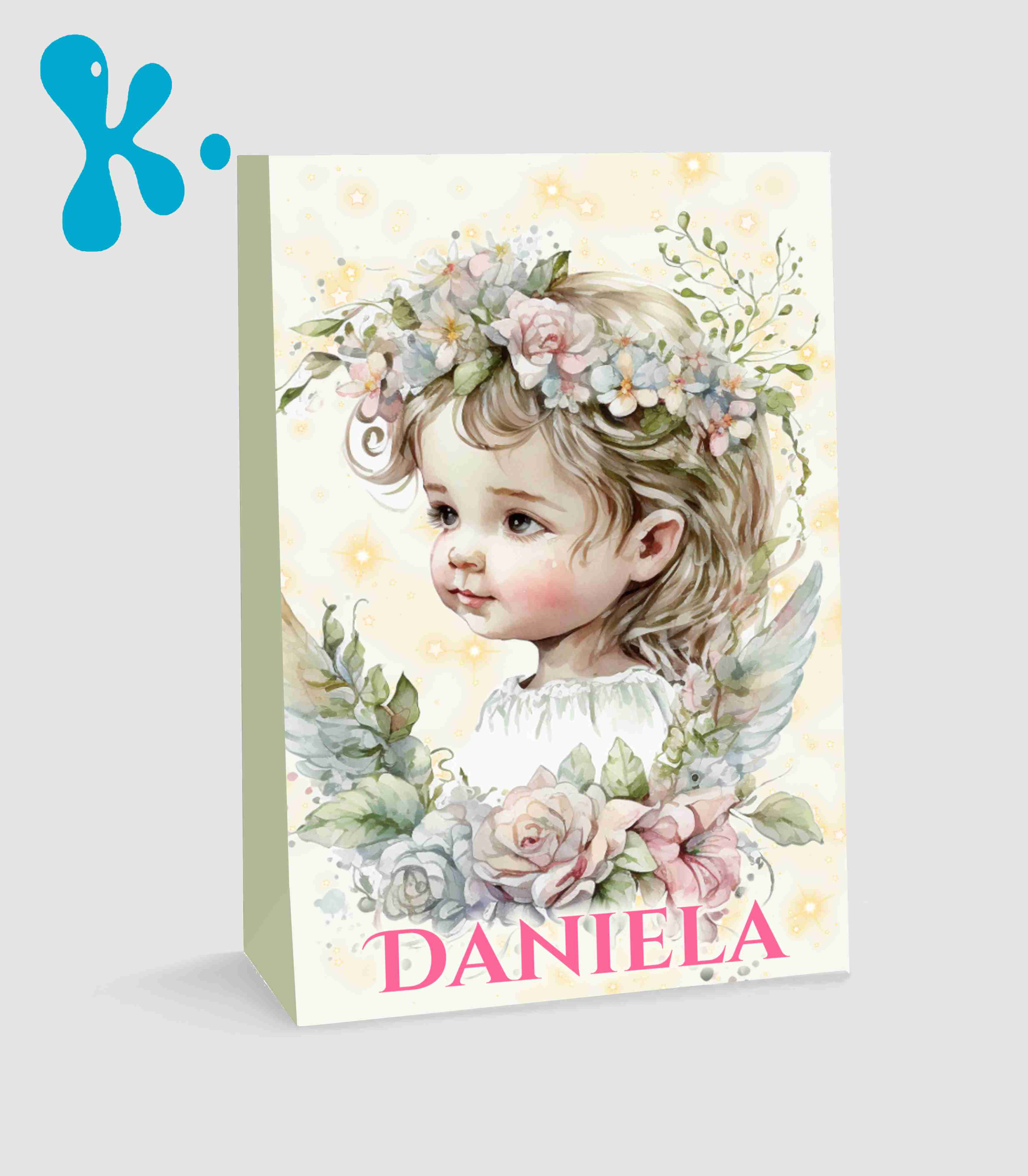 Saco lembrança personalizado anjo delicado com nome para festa infantil