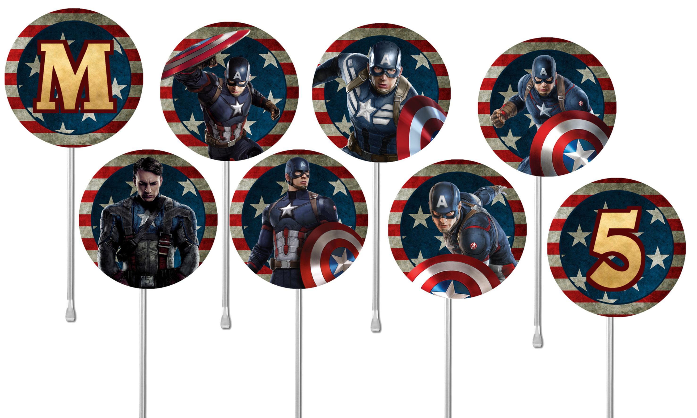 Toppers doces salgados Capitão América