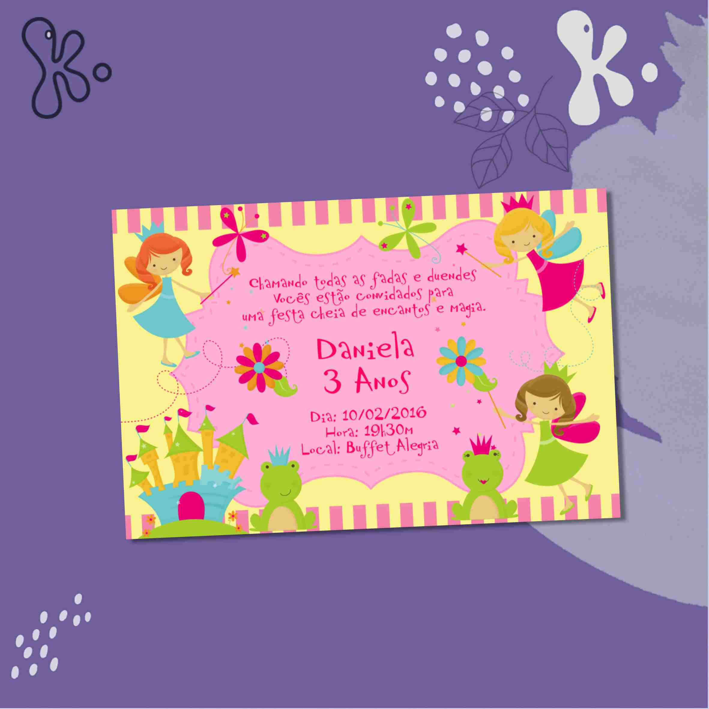 Convite Digital Fadas Personalizado – Festa Infantil Encantada