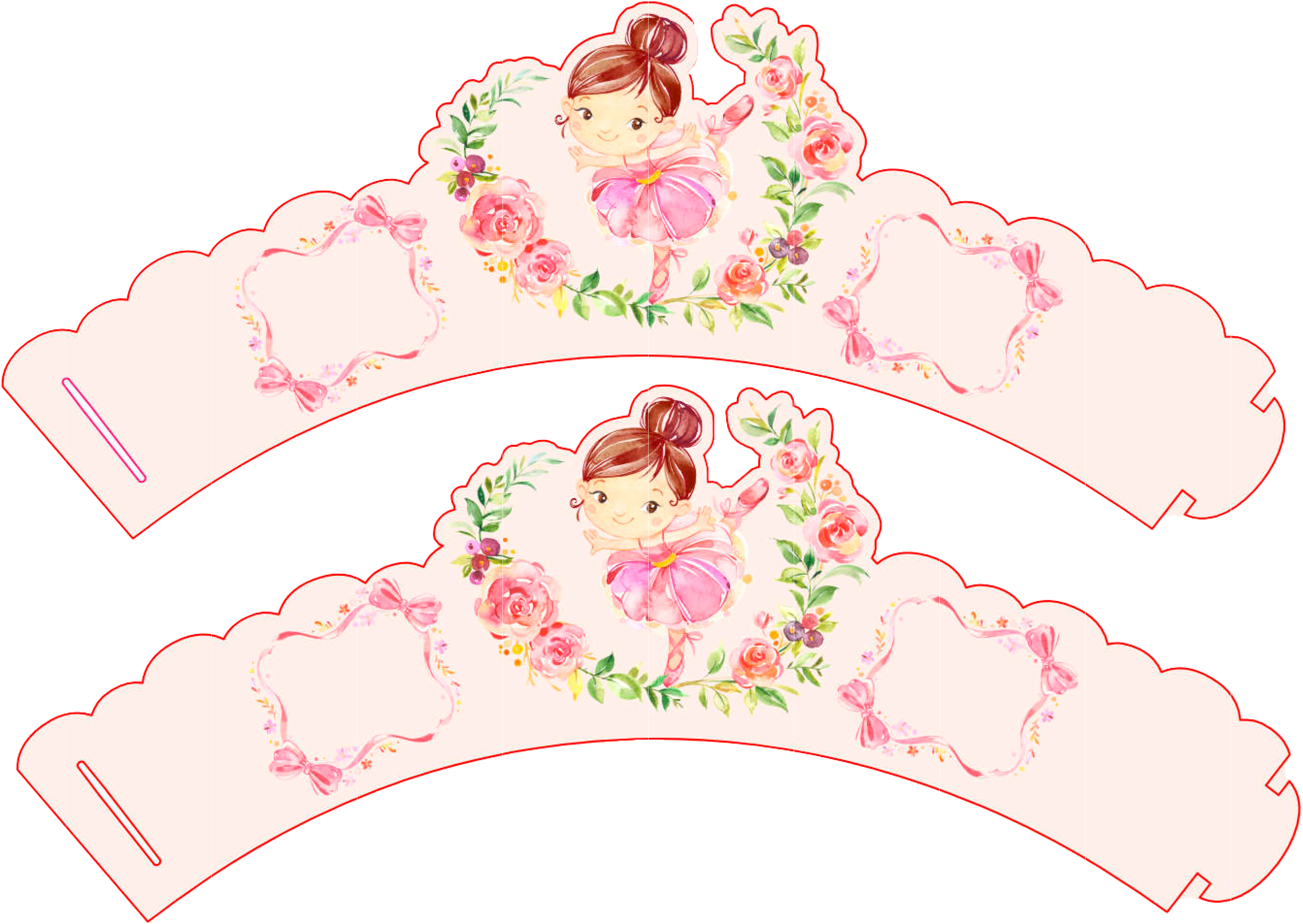 Wrappers personalizados Bailarina floral com menina bailarina e coroa de flores rosa.rosa