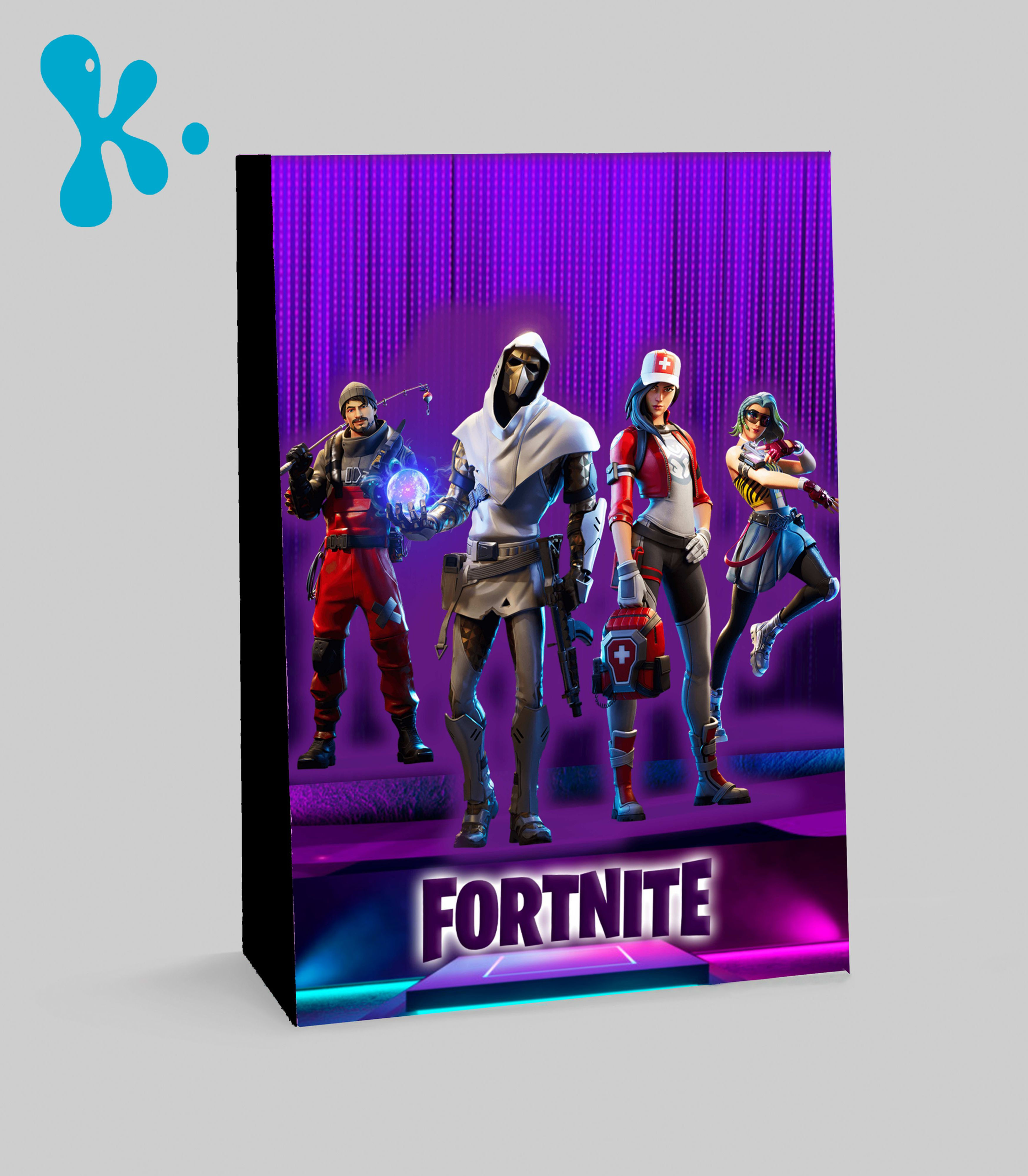 Saco lembrança Fortnite personalizado para festa temática gamer