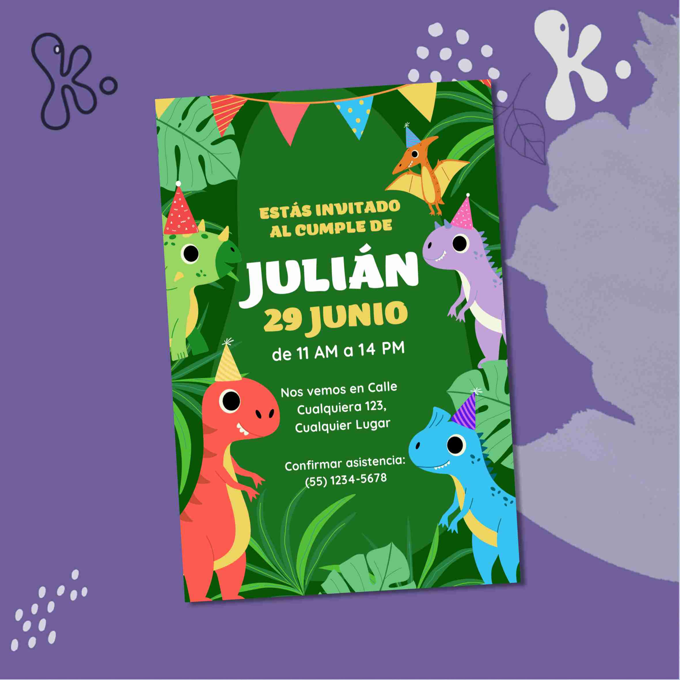 Convite Digital Dinossauros Personalizado – Aniversário Infantil Temático