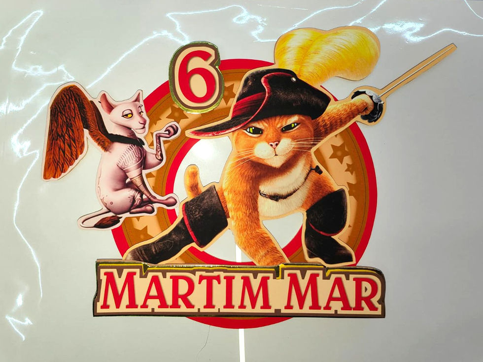 Topo de Bolo Gato das Botas