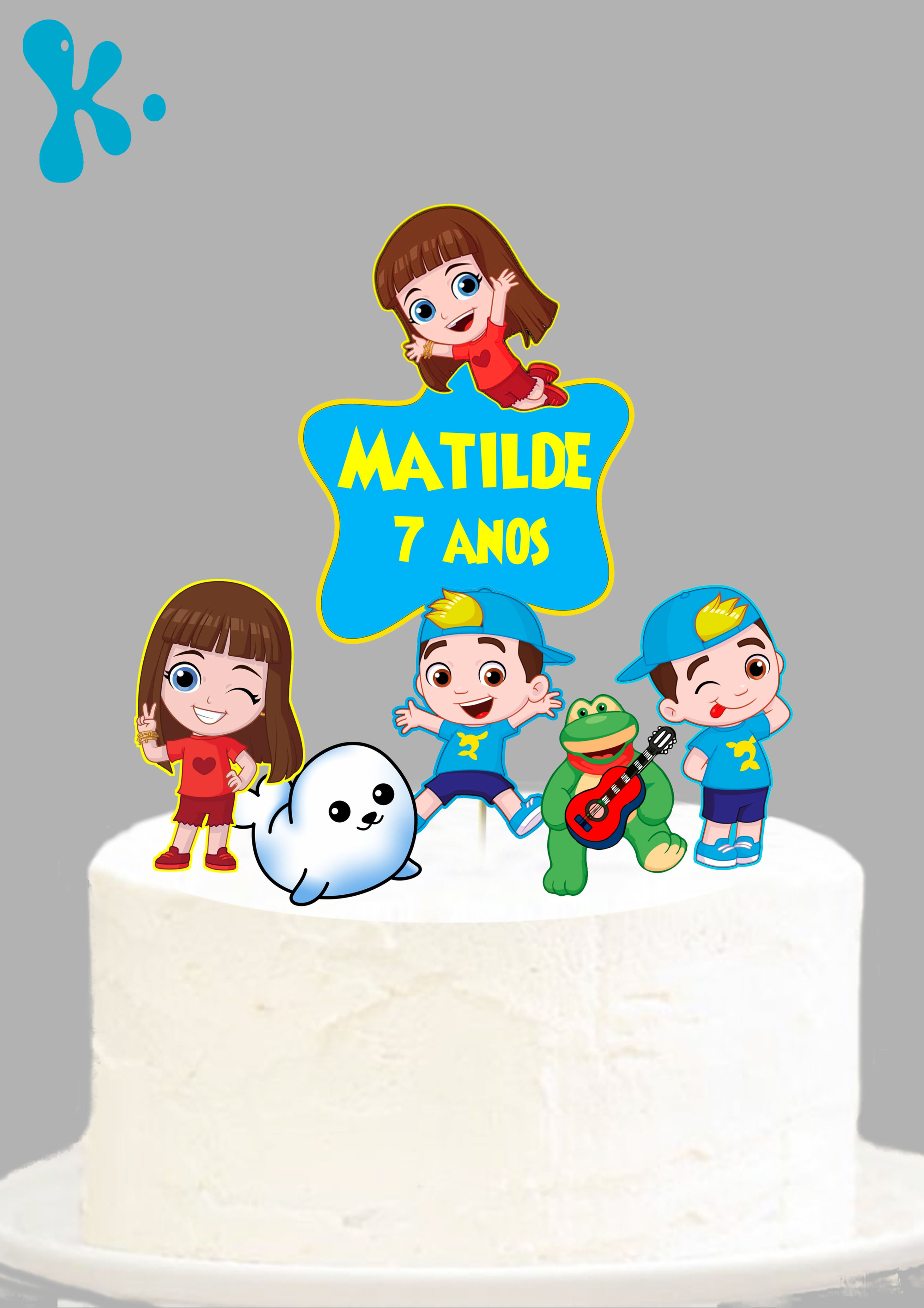 Topo de bolo Luccas Neto personalizado com nome Matilde e idade 7 anos.