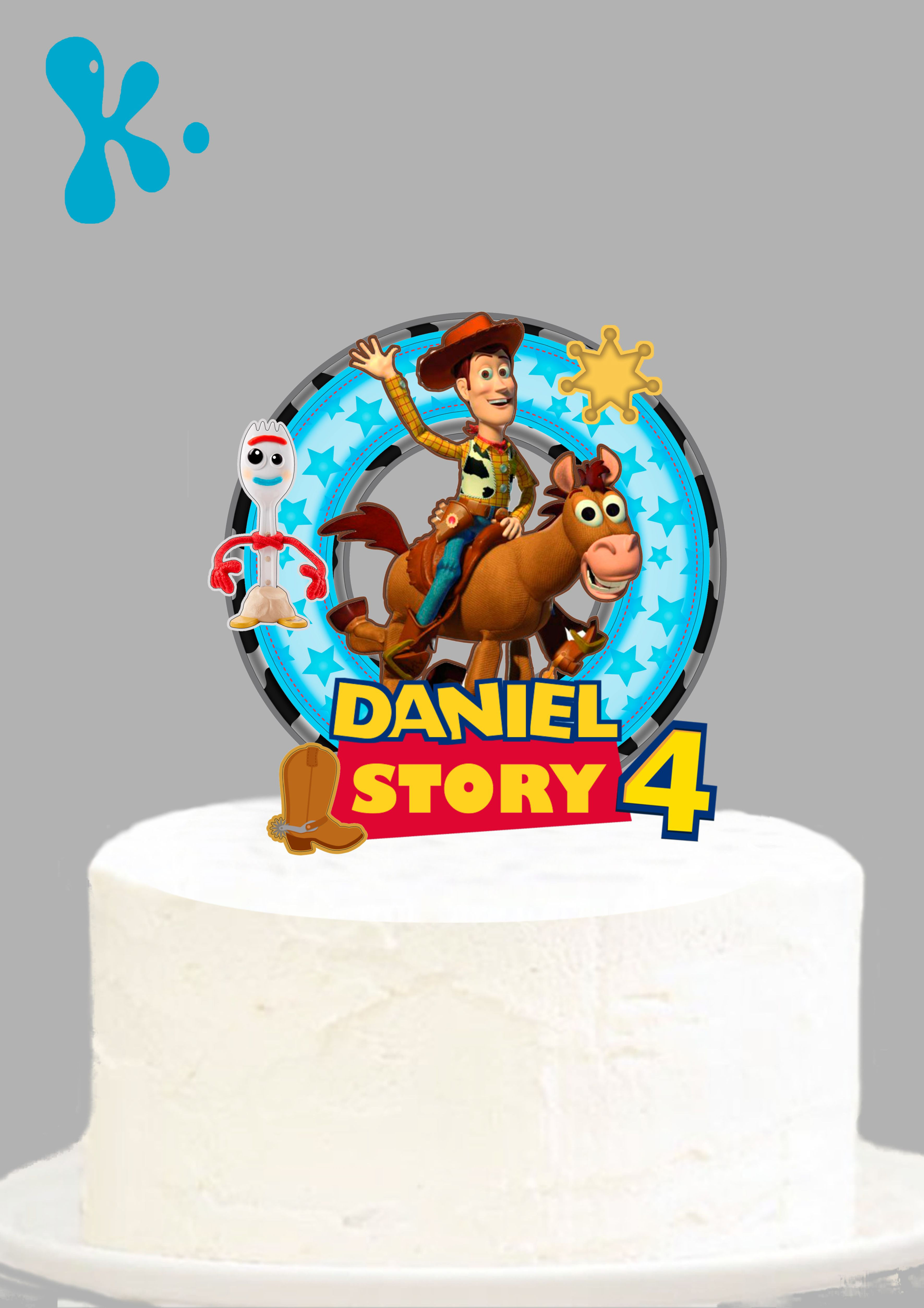 Topo de bolo personalizado Toy Story com Woody e o nome Daniel