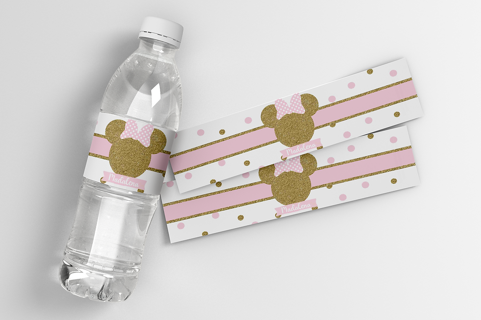 Rotulo garrafa Minnie Dourada