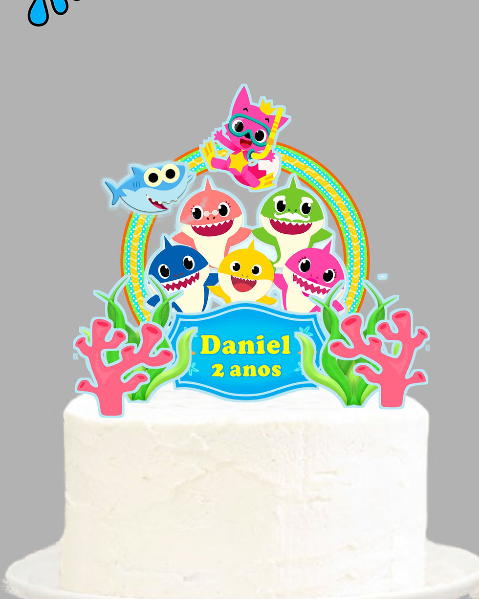 Topo de Bolo Personalizado Baby Shark 8