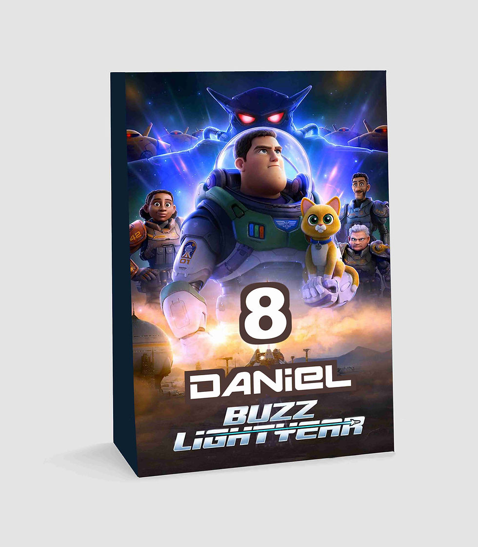 Saco lembrança Buzz Lightyear personalizado com nome e idade para festa infantil
