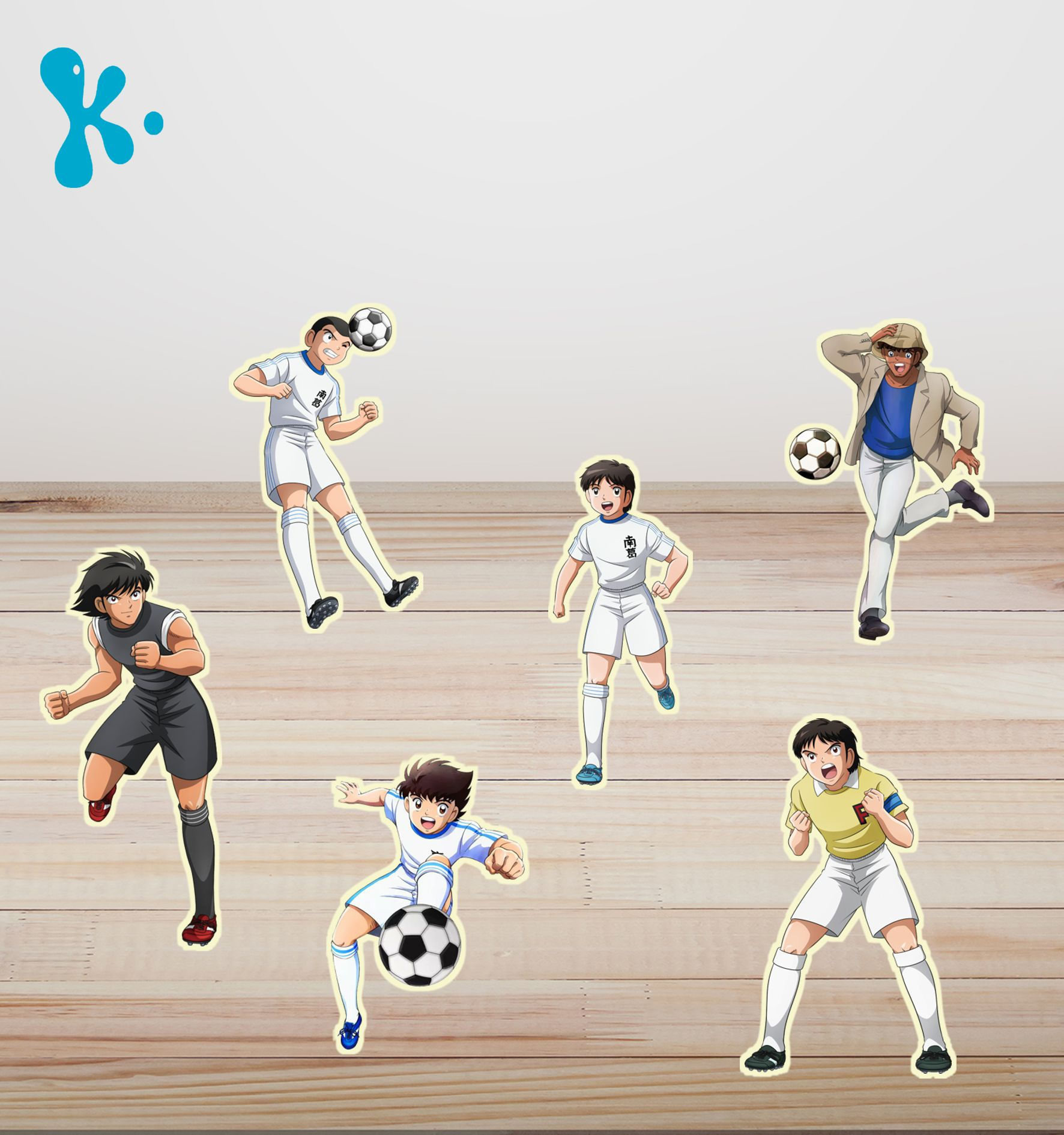 Figuras de mesa do anime Campeões com Oliver, Benji e outros jogadores