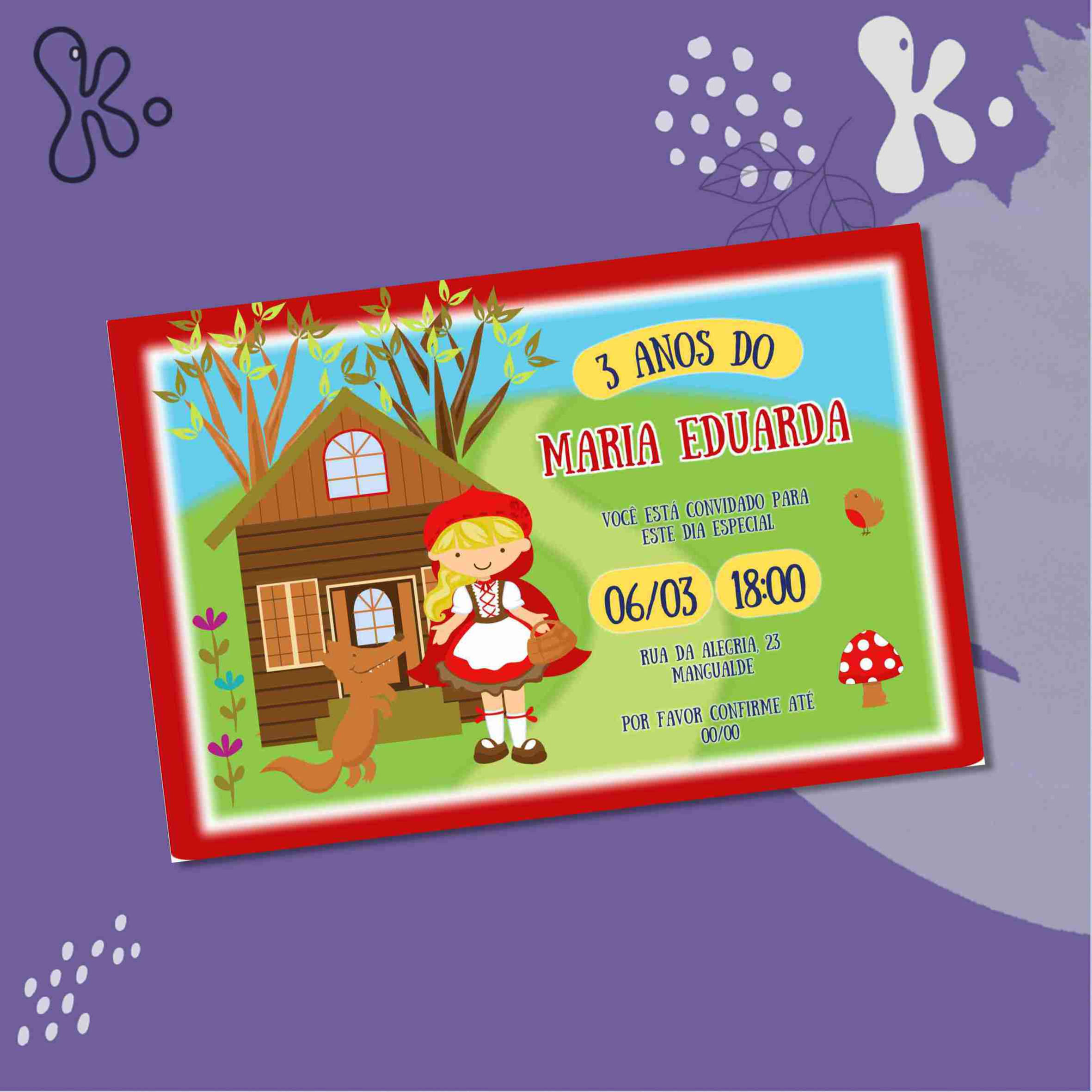 Convite Digital Capuchinho Vermelho Personalizado – Ideal para Festa Infantil
