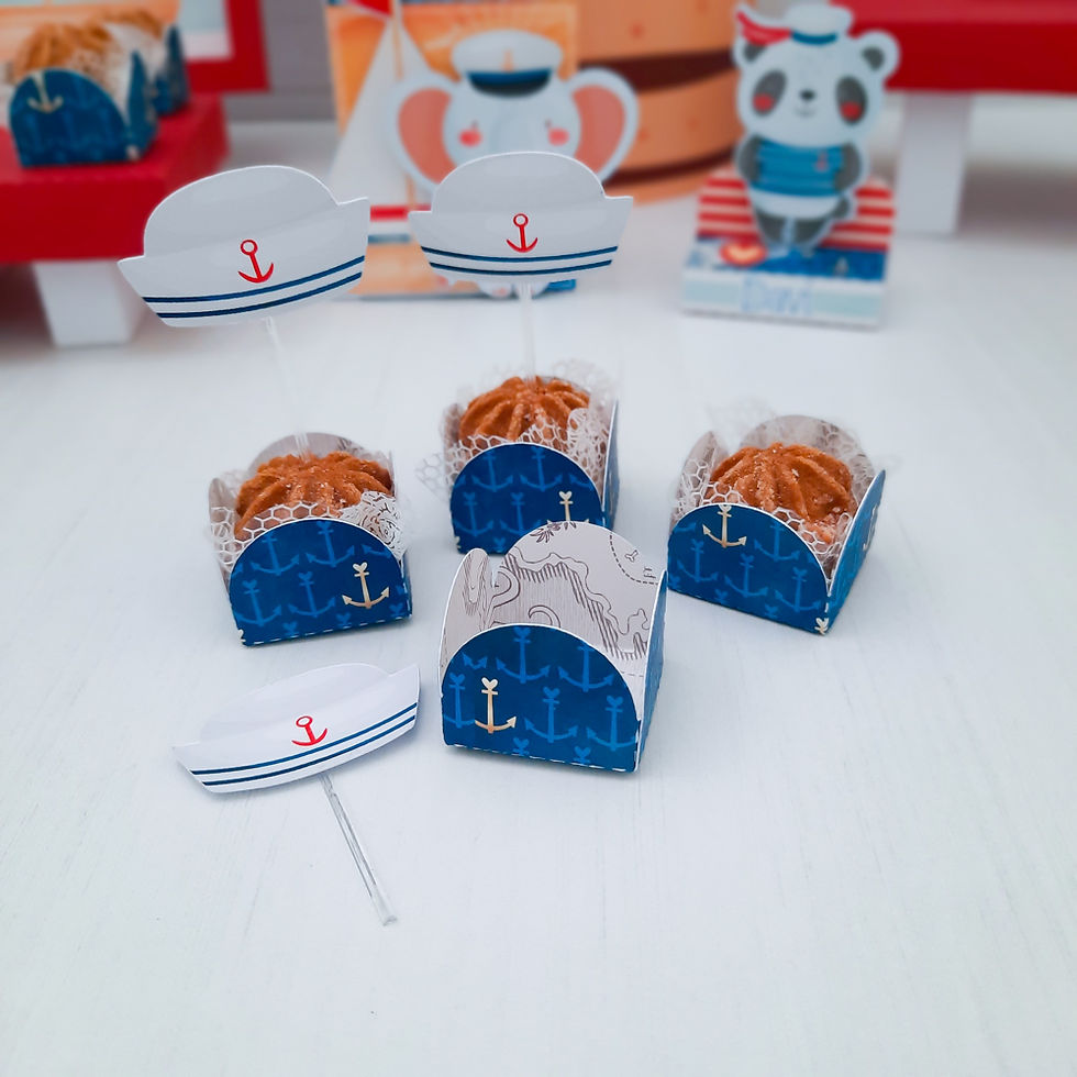 Conjunto de topper e caixeta Marinheiro