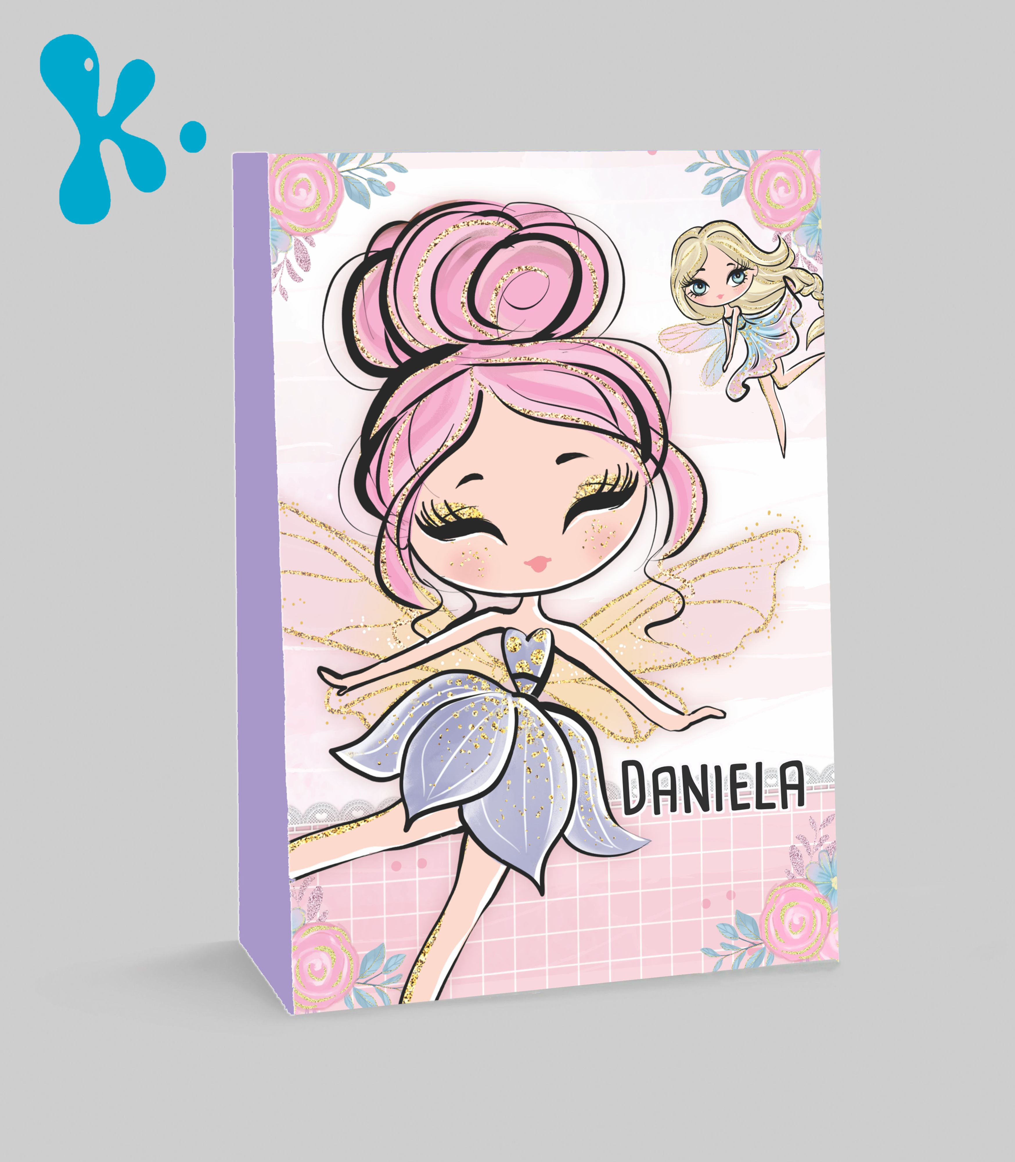 Saco lembrança fadas personalizado para festa de aniversário infantil.