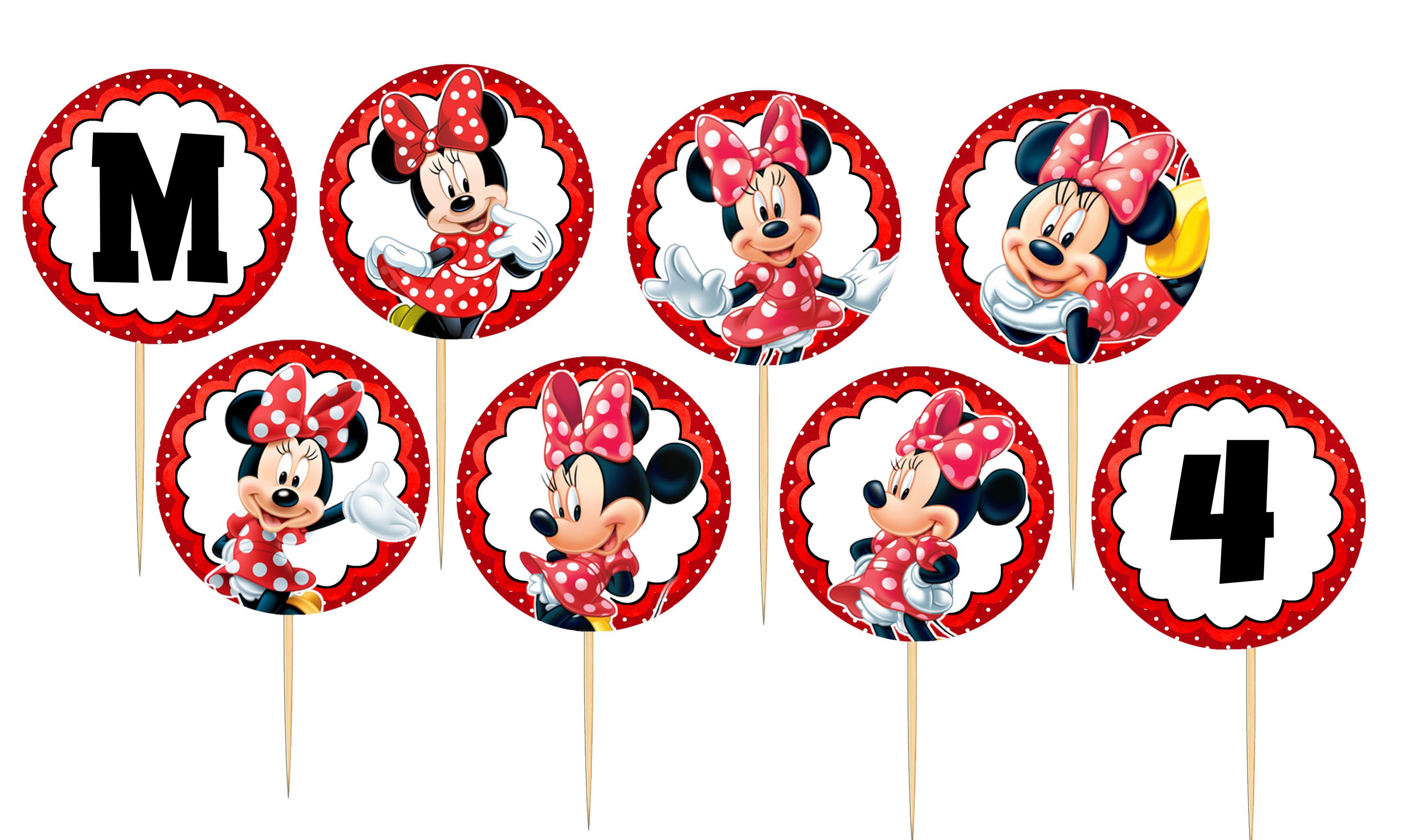 Toppers doces salgados Minnie Vermelha