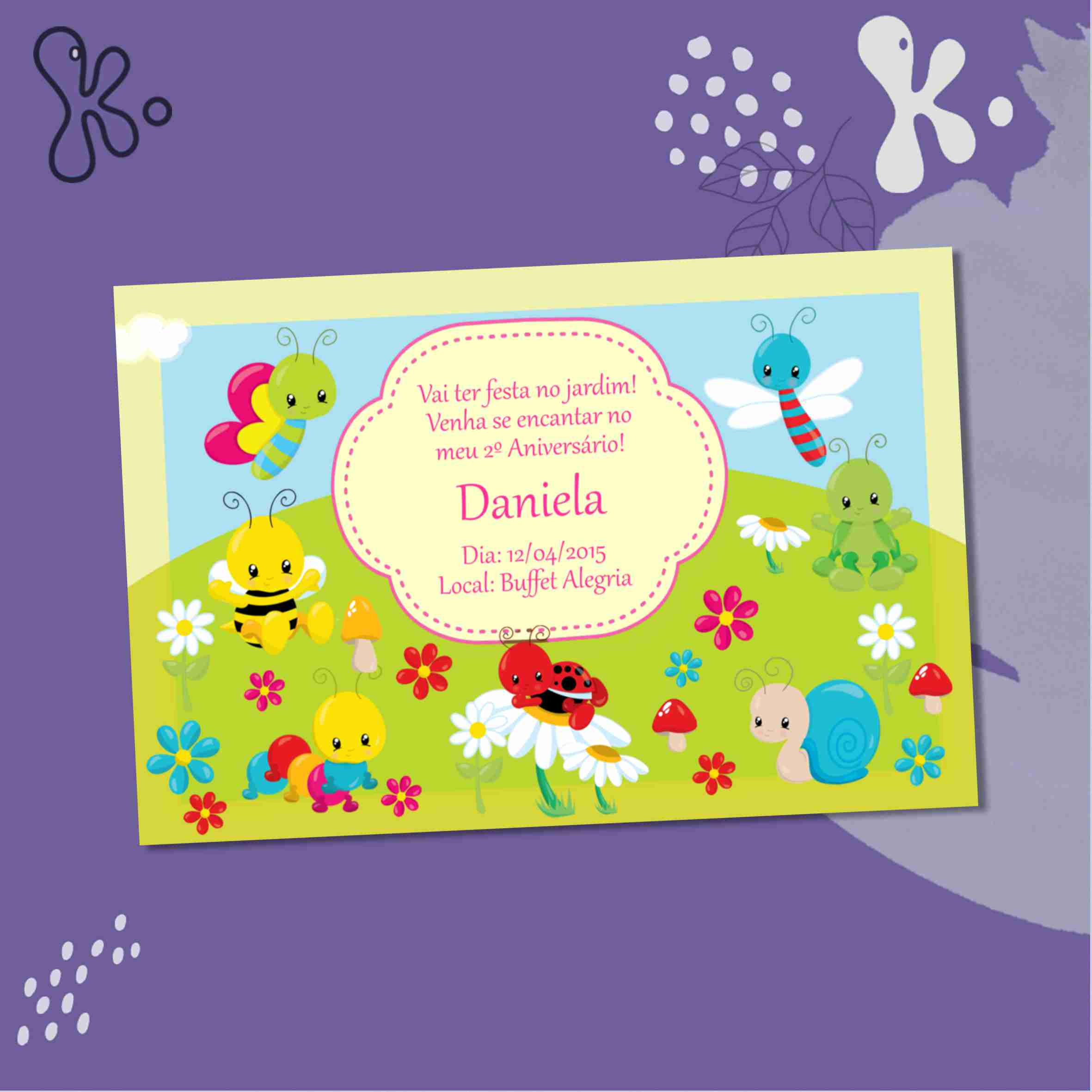 Convite Digital Jardim Infantil – Personalizado com Bichinhos Coloridos e Flores