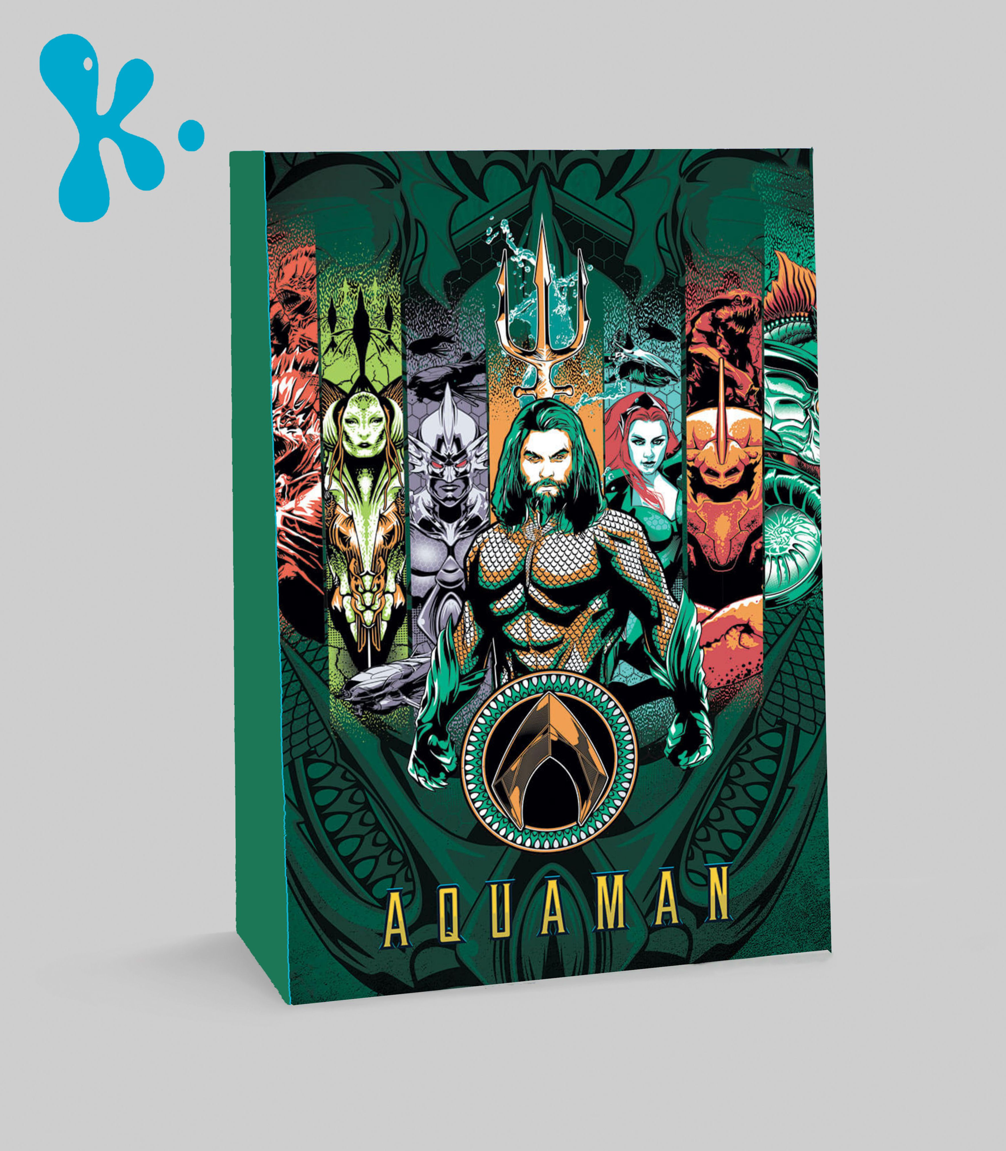 Saco lembrança Aquaman personalizado com design herói para festa infantil