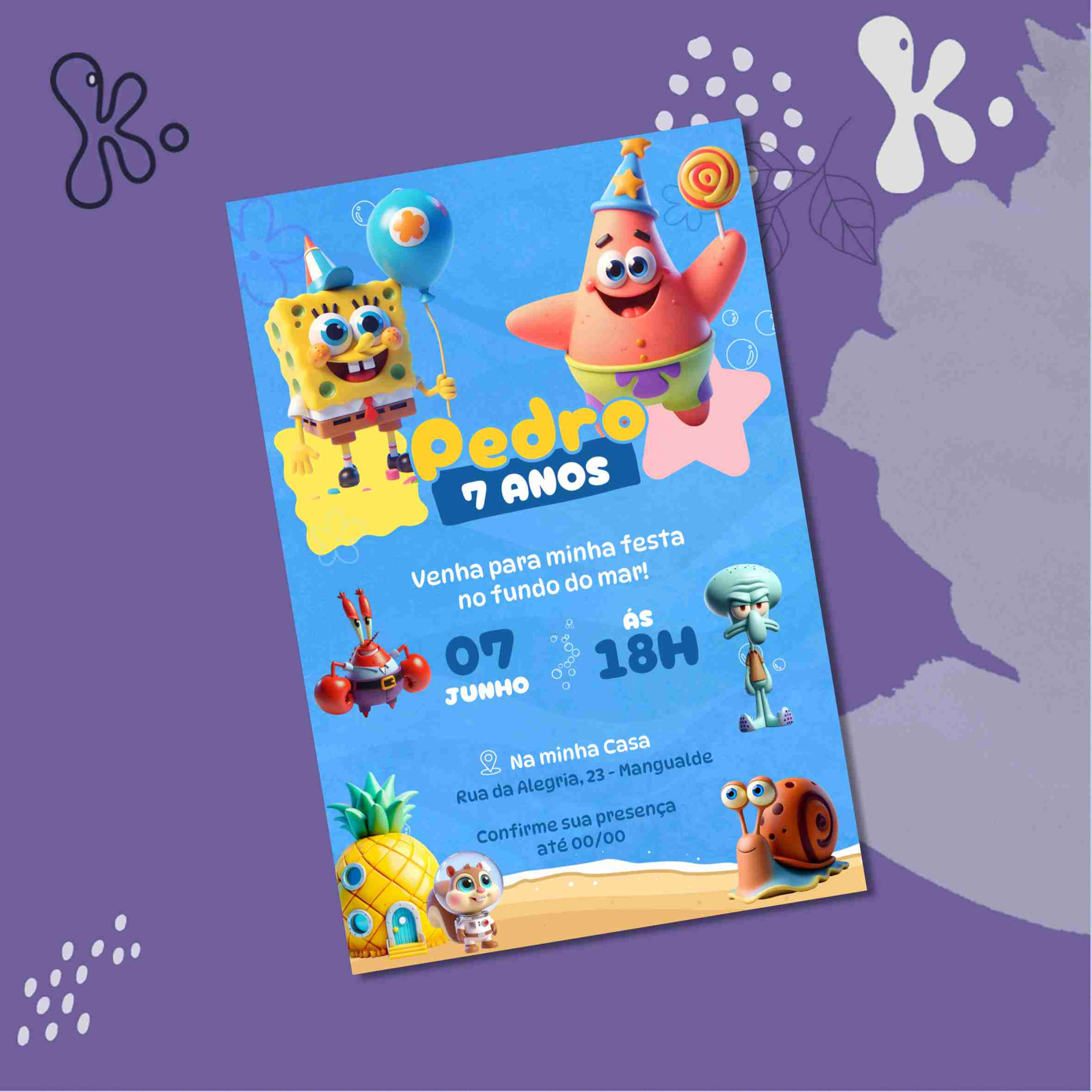 Convite Digital SpongeBob SquarePants 8