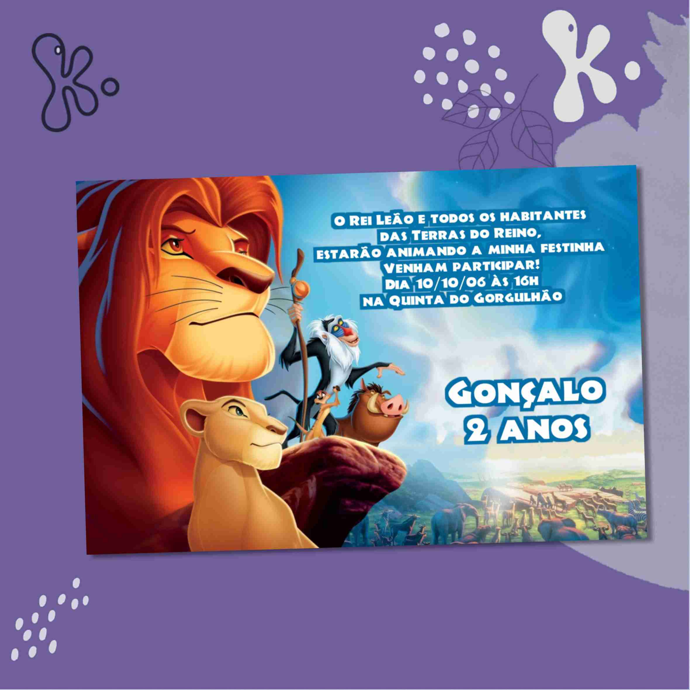 Convite Digital Rei Leão 5