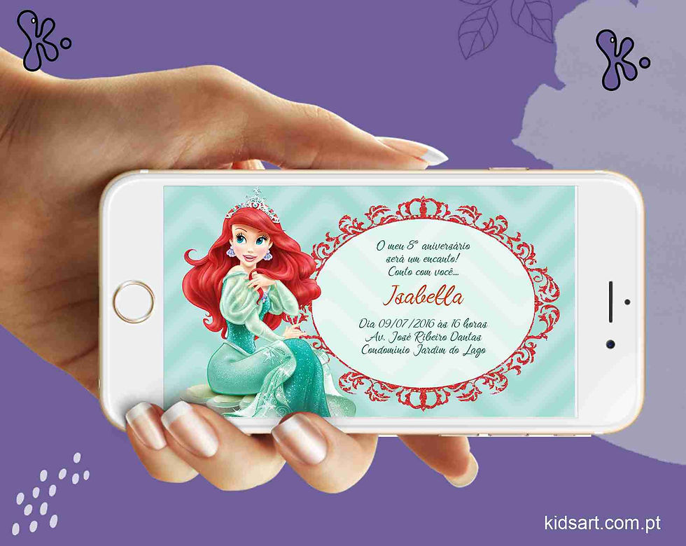 Convite Digital Ariel Pequena Sereia Princesa – 9x16