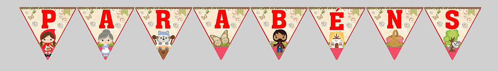 Bandeirolas Parabéns Capuchinho Vermelho