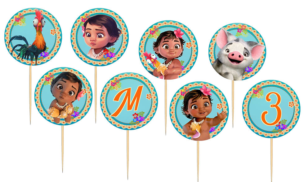 Toppers doces salgados Vaiana Baby